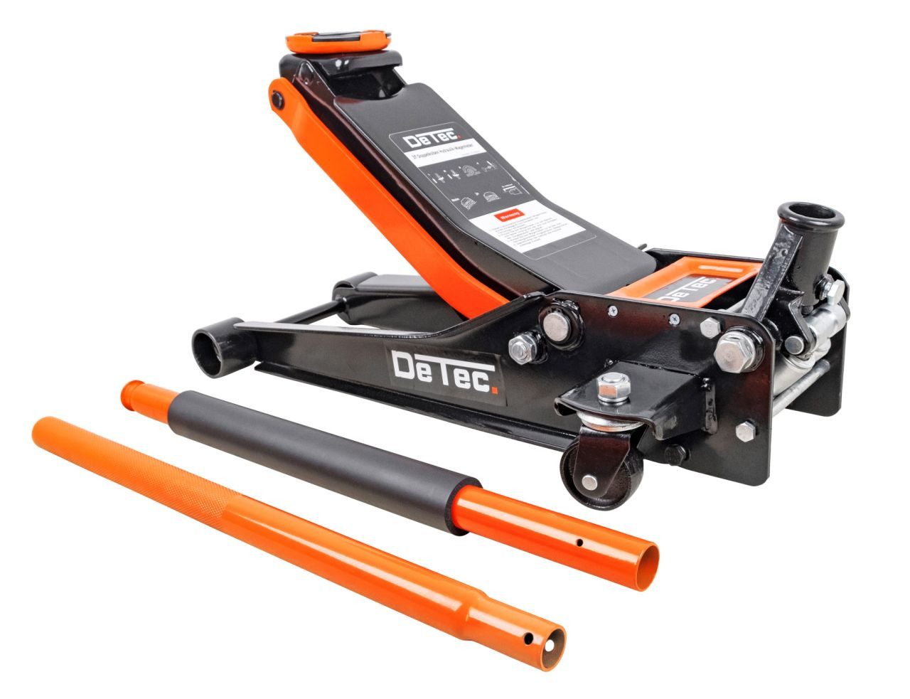 DeTec. Rangierwagenheber 3 Tonnen Quick Lift orange + Drehmomentschlüssel 1/2 Zoll Kombiset, max. Hubhöhe: 50,00 cm, Wagenheber flach, Einschubtiefe 7,5 cm