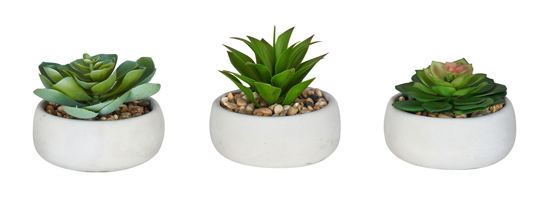 Kunstpflanze, Levandeo®, 3er Set Sukkulenten 12cm Beton Deko Blume Kunstpflanze Kunstblume Tischdeko