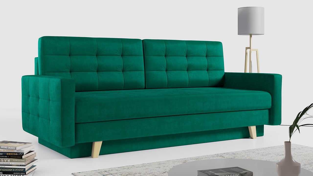 MKS MÖBEL Sofa FRIGA, mit Schlaffunktion und Bettkasten, Modern Still Grün Kronos | Alle Sofas