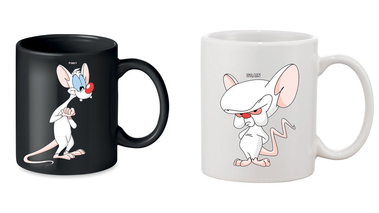 Blondie & Brownie Tasse Pinky Brain Weltherrschaft im SET Friends Paar, Keramik