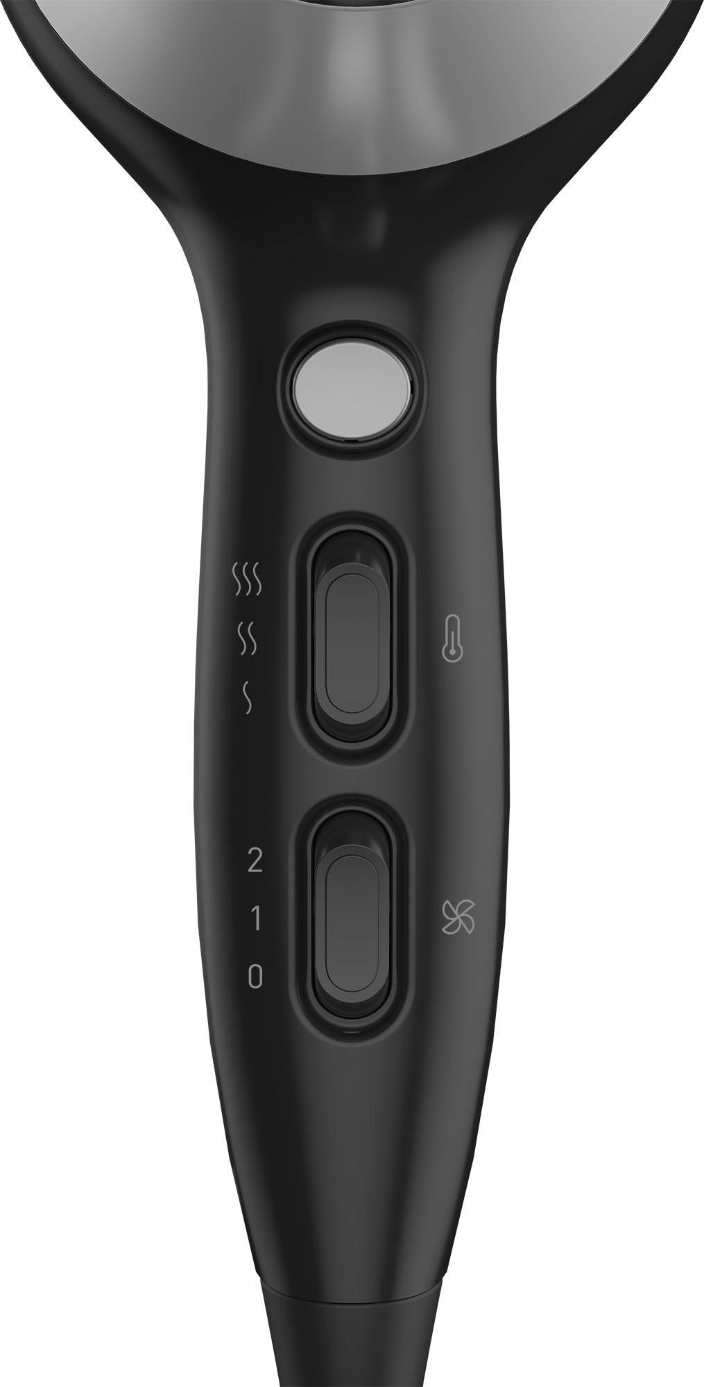 Grundig Haartrockner HD 6080 B, 2200 W, 2200W Ionen-Haartrockner mit Keramikschutz für glänzendes Haar schwarz|silberfarben