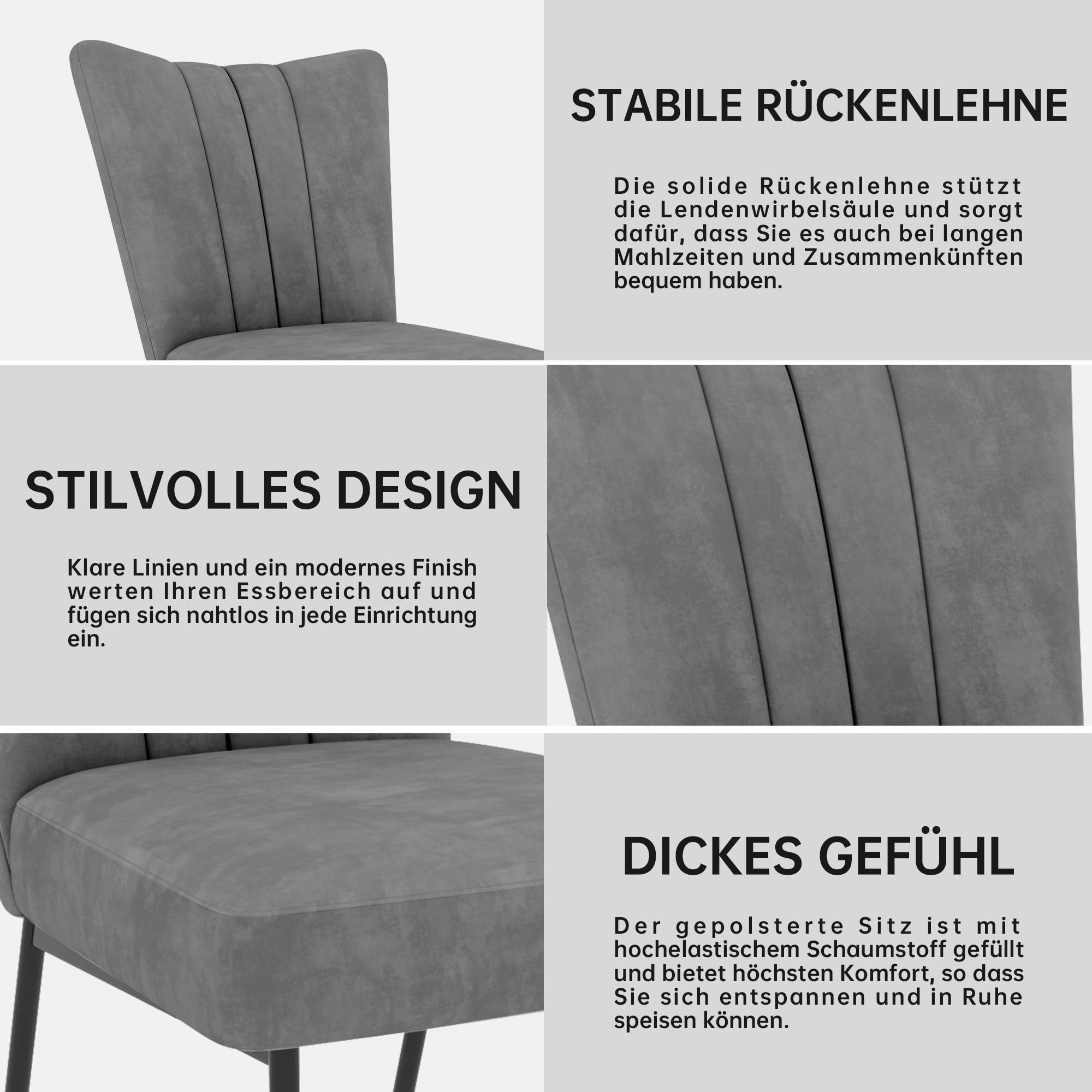 Jiexi Essgruppe Tisch-und Stuhlset, Ausziehbarer Esstisch (130–170 cm) mit 4-6 Stühlen