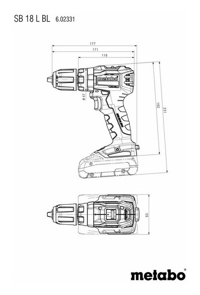 BL, in SB Ohne Akku Akku-Schlagbohrmaschine 18 L 18 MetaBox metabo V, 145 Akku-Schlagbohrschrauber