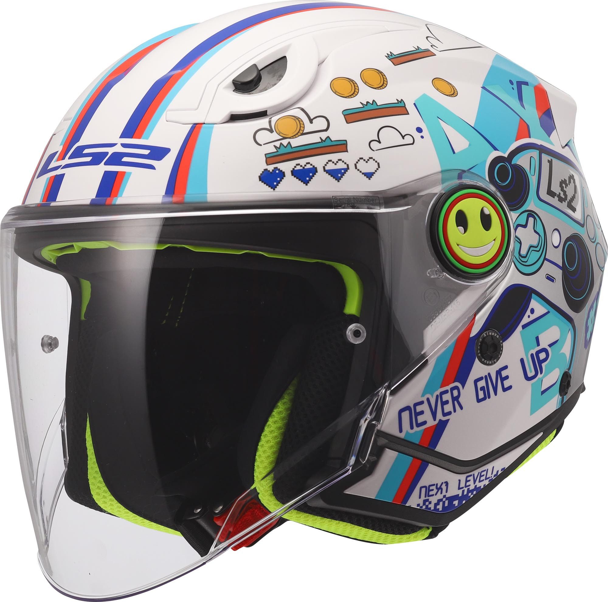 LS2 Motorradhelm OF622 Funny II Next Level Kinder Jethelm, Atmungsaktiv