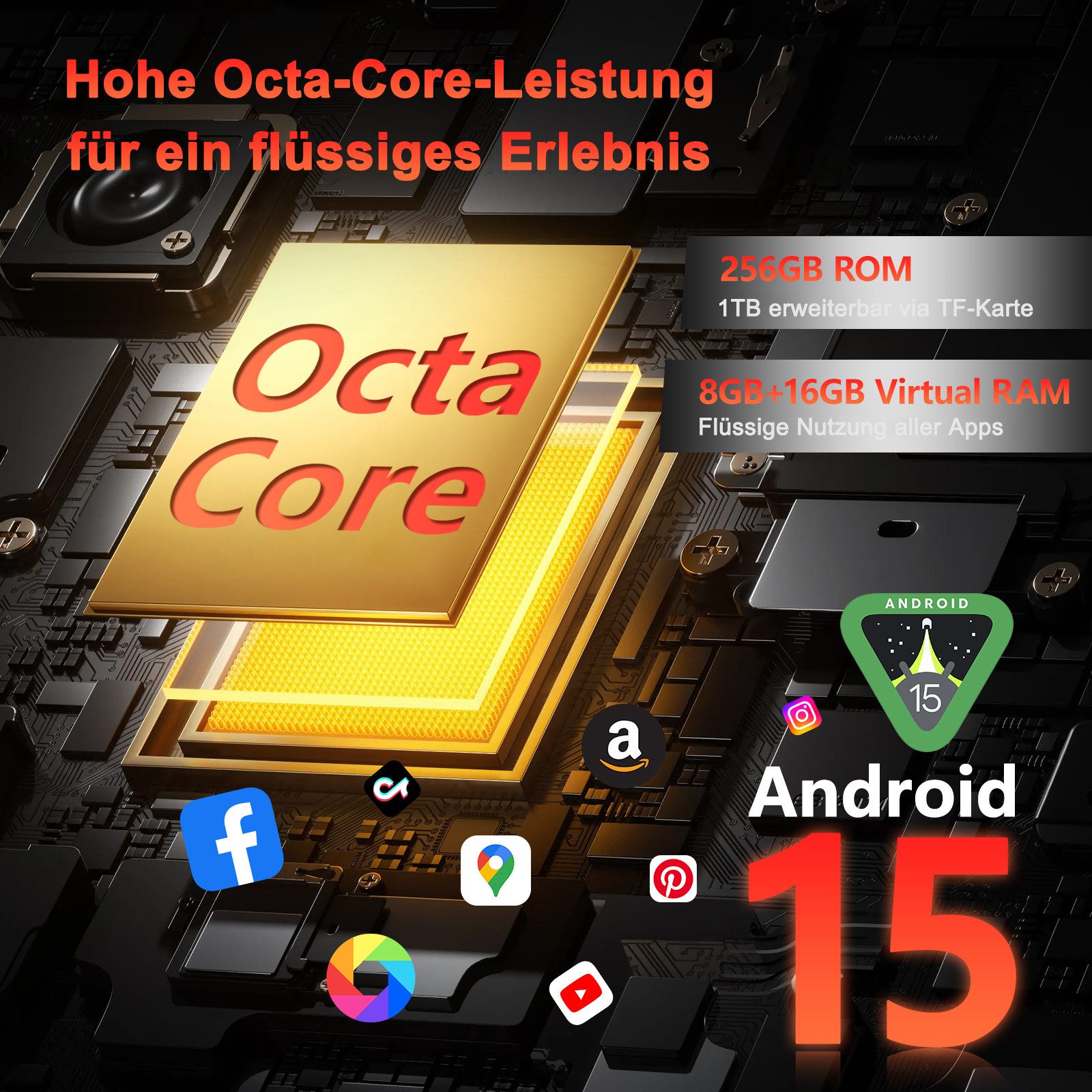 OUKITEL WP53 Pro 4G Outdoor Smartphone (16,56 cm/6.52 Zoll, 256 GB Speicherplatz, 50 MP Kamera, 11.000 mAh Akku, IP68/IP69K, Dual-SIM, NFC & GPS)