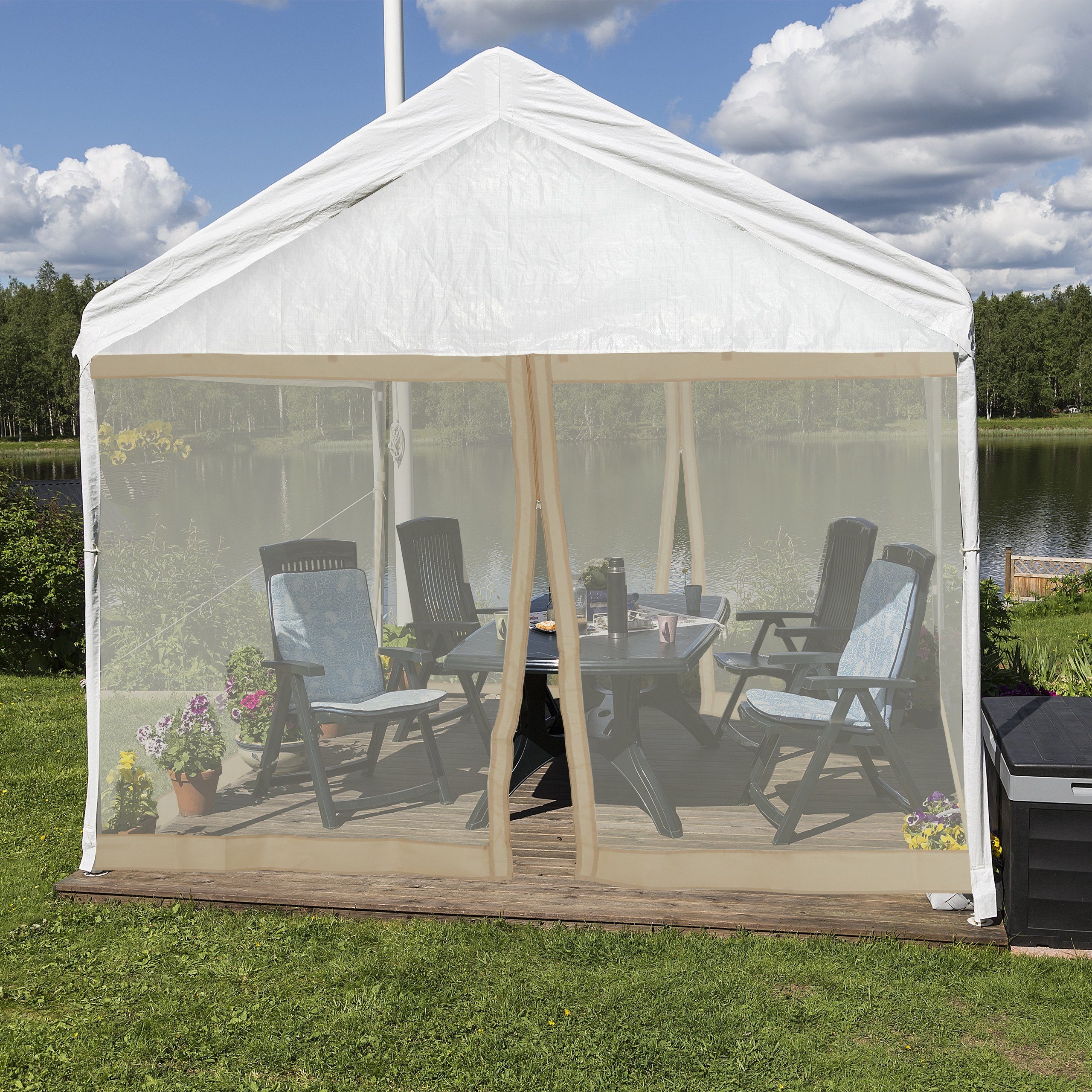 relaxdays Pavillonseitenteil Moskitonetz für 3x3m Pavillon günstig online kaufen