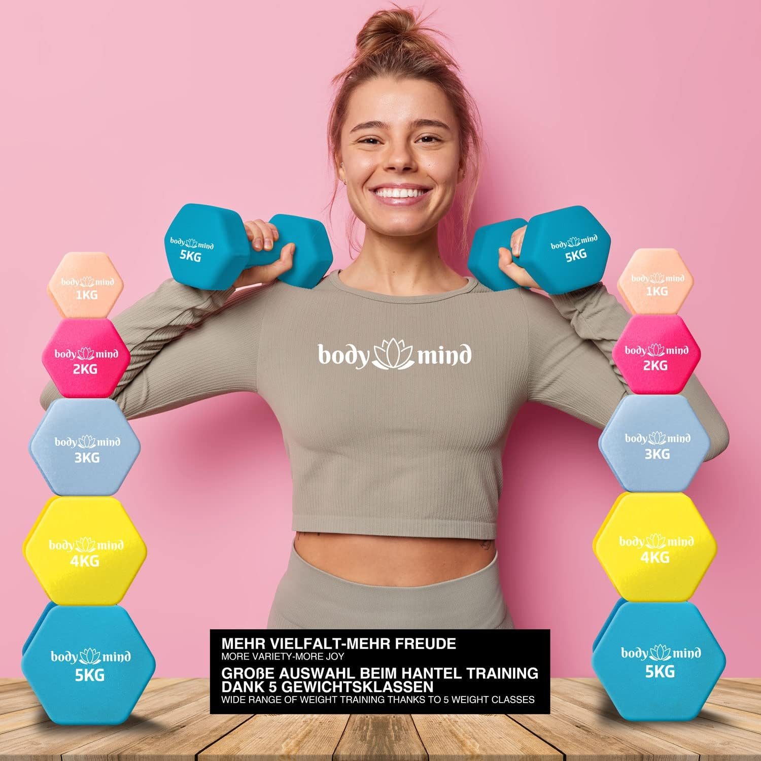 Body & Mind Hantel-Set BODY & MIND Neopren Hantel Set–Kurzhanteln für Fitness & Heimgebrauch, (Dumbbells, Effektives Krafttraining), Fitness Workout für Zuhause