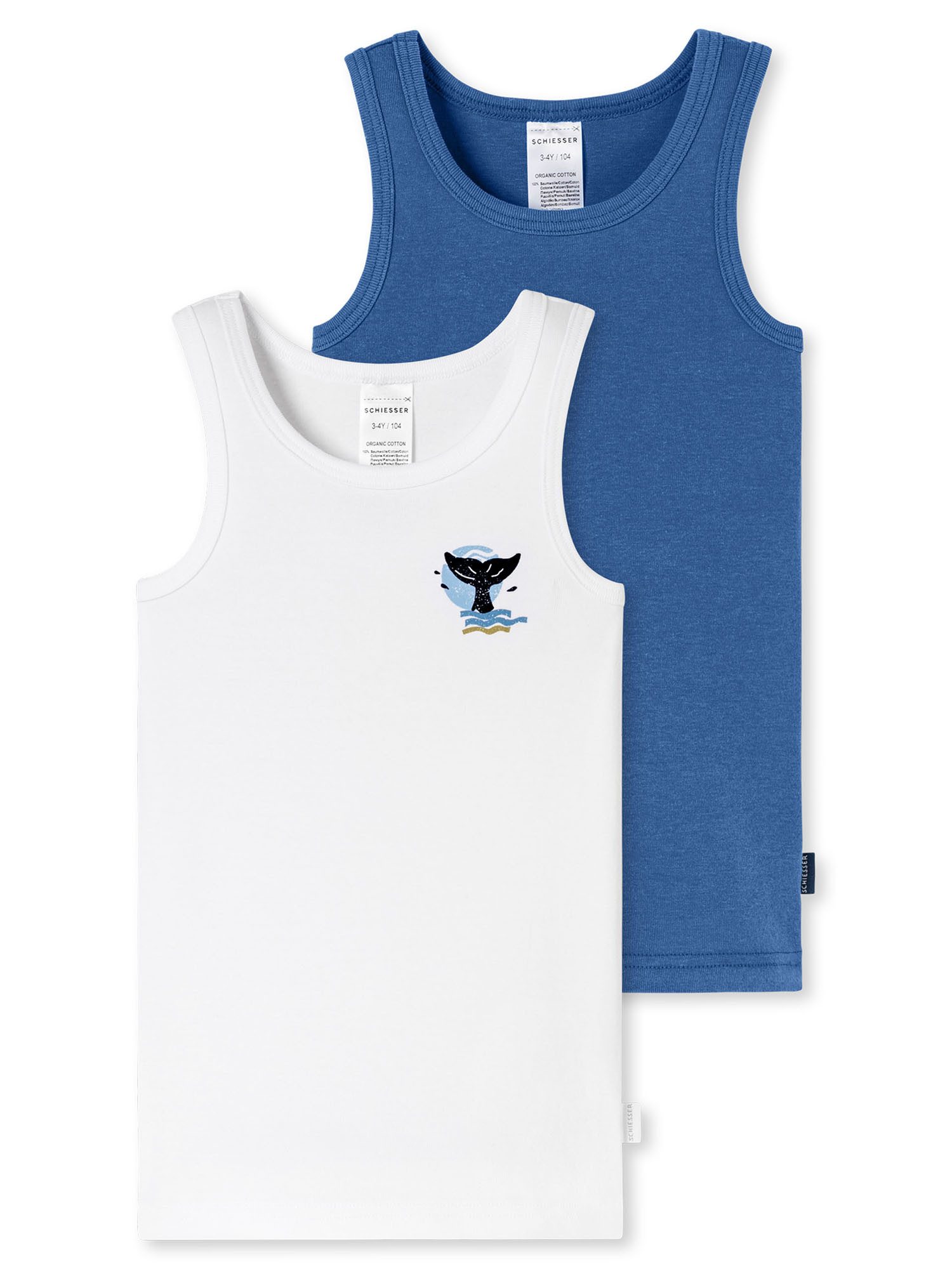 Schiesser Unterhemd Fine Rib (2-St) Achselhemd, Tanktop, Unterziehshirt