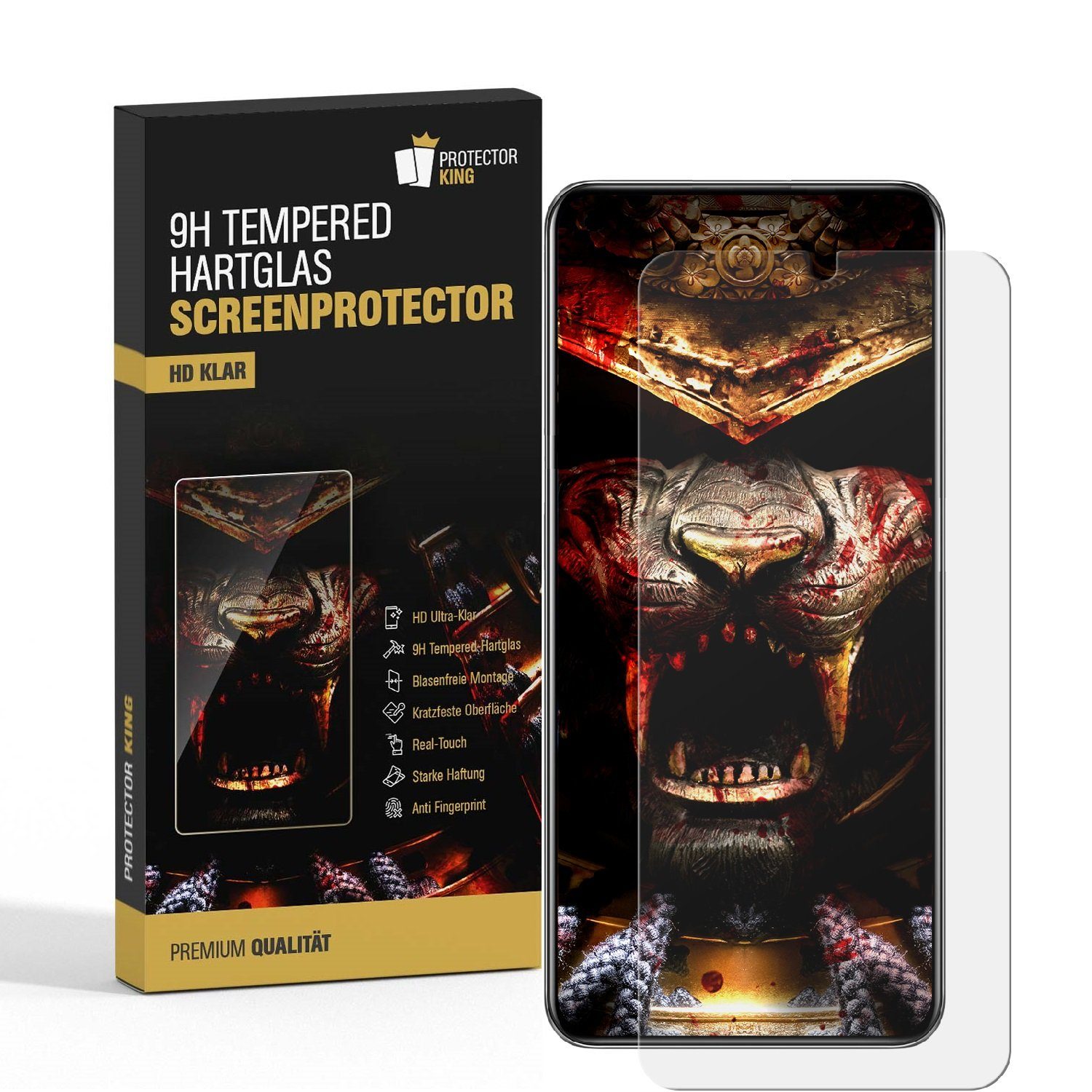 Protectorking Schutzfolie 1x 3D A++ 9H Hartglas für Huawei P Smart 2019 Displayschutz Schutzglas, (1-Stück), Displayschutzglas, Schutzglas Echtglas Tempered 9H Härte HD-KLAR