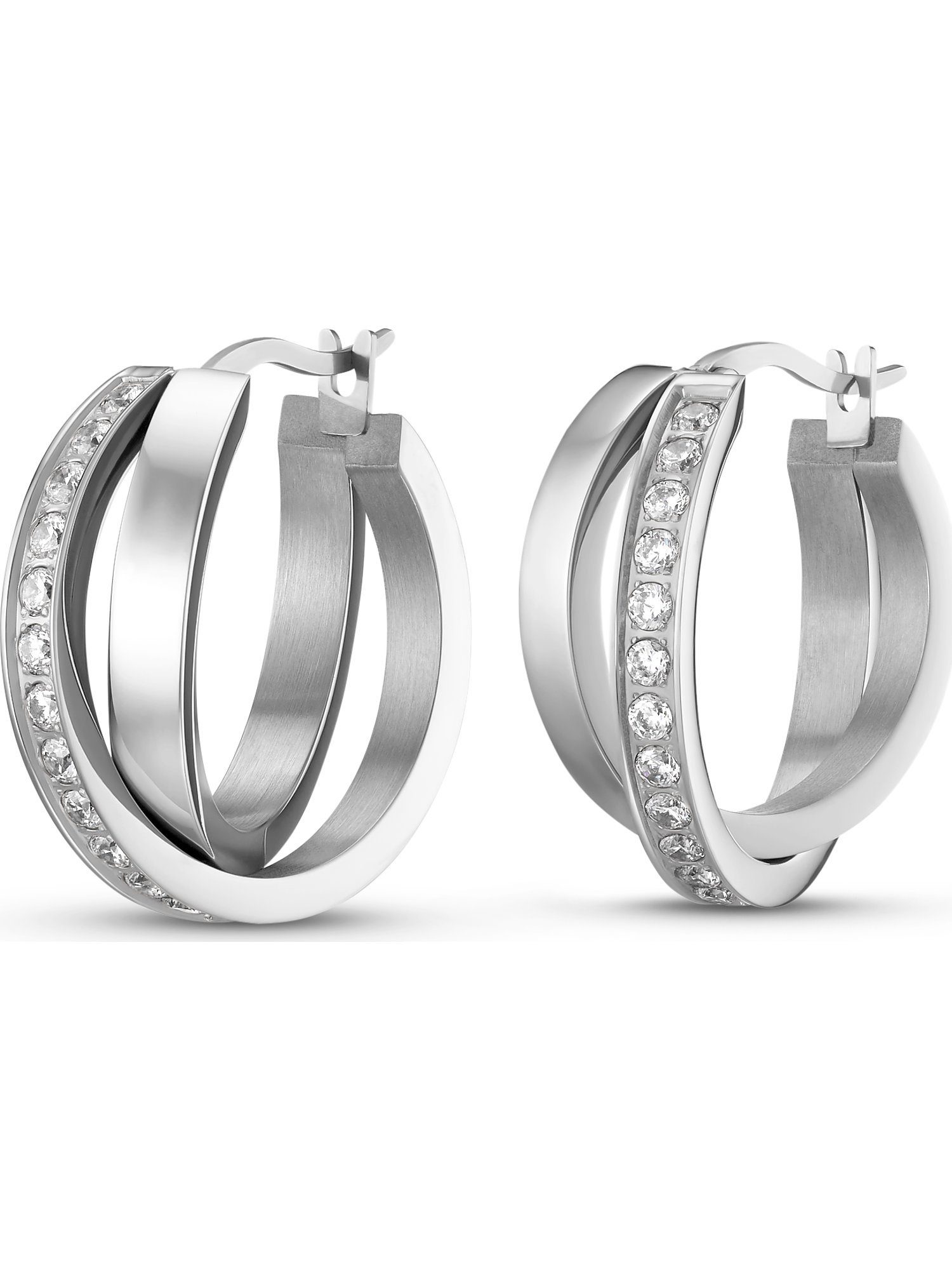 FAVS Paar Creolen FAVS Damen-Creolen Edelstahl 48 Zirkonia (Paar)