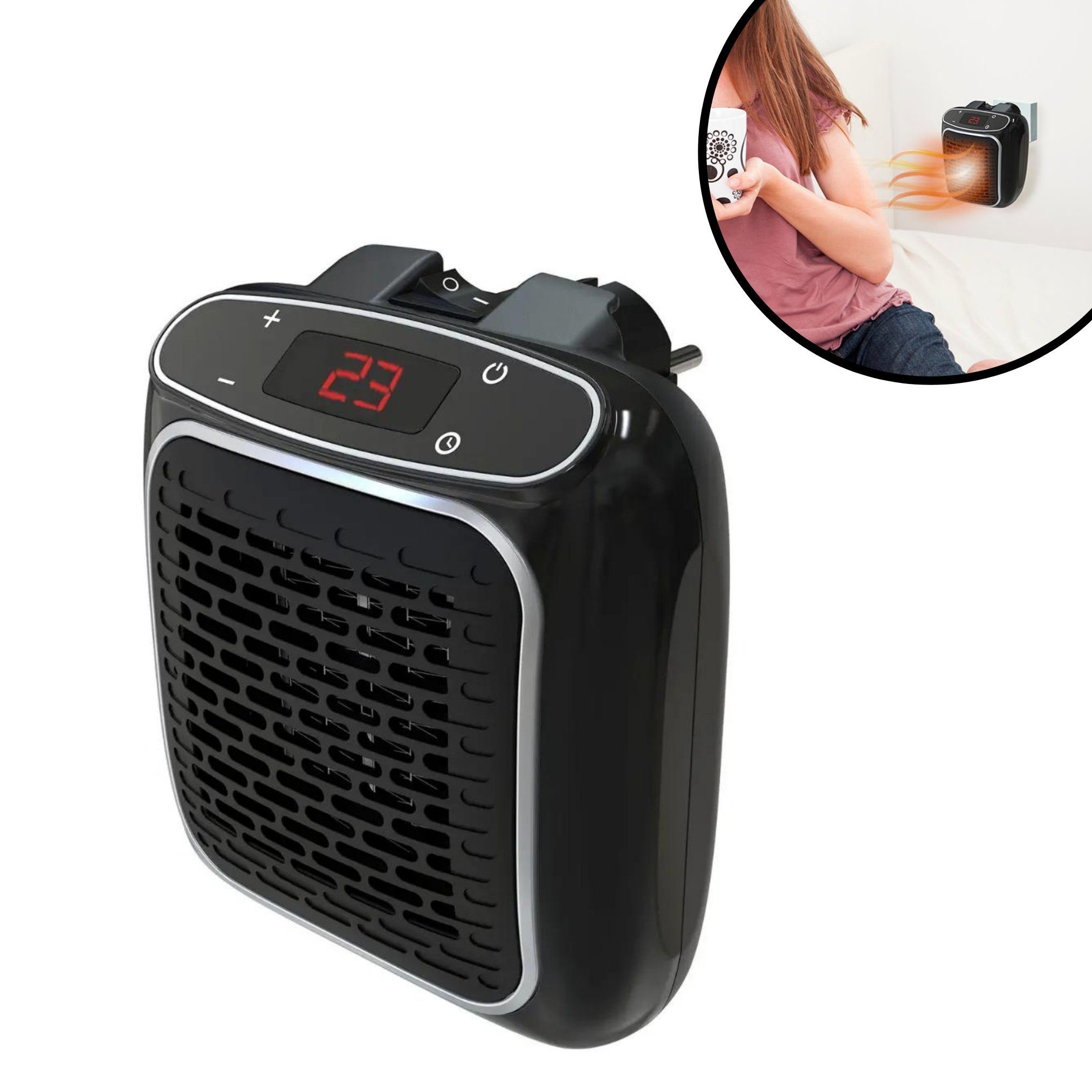 Starlyf Heizlüfter Power Heater, 800 W, Wandheizgerät, Steckdosen Mini Heizung, Timer, Elektro-Heizlüfter, Heizlüfter mit Thermostat