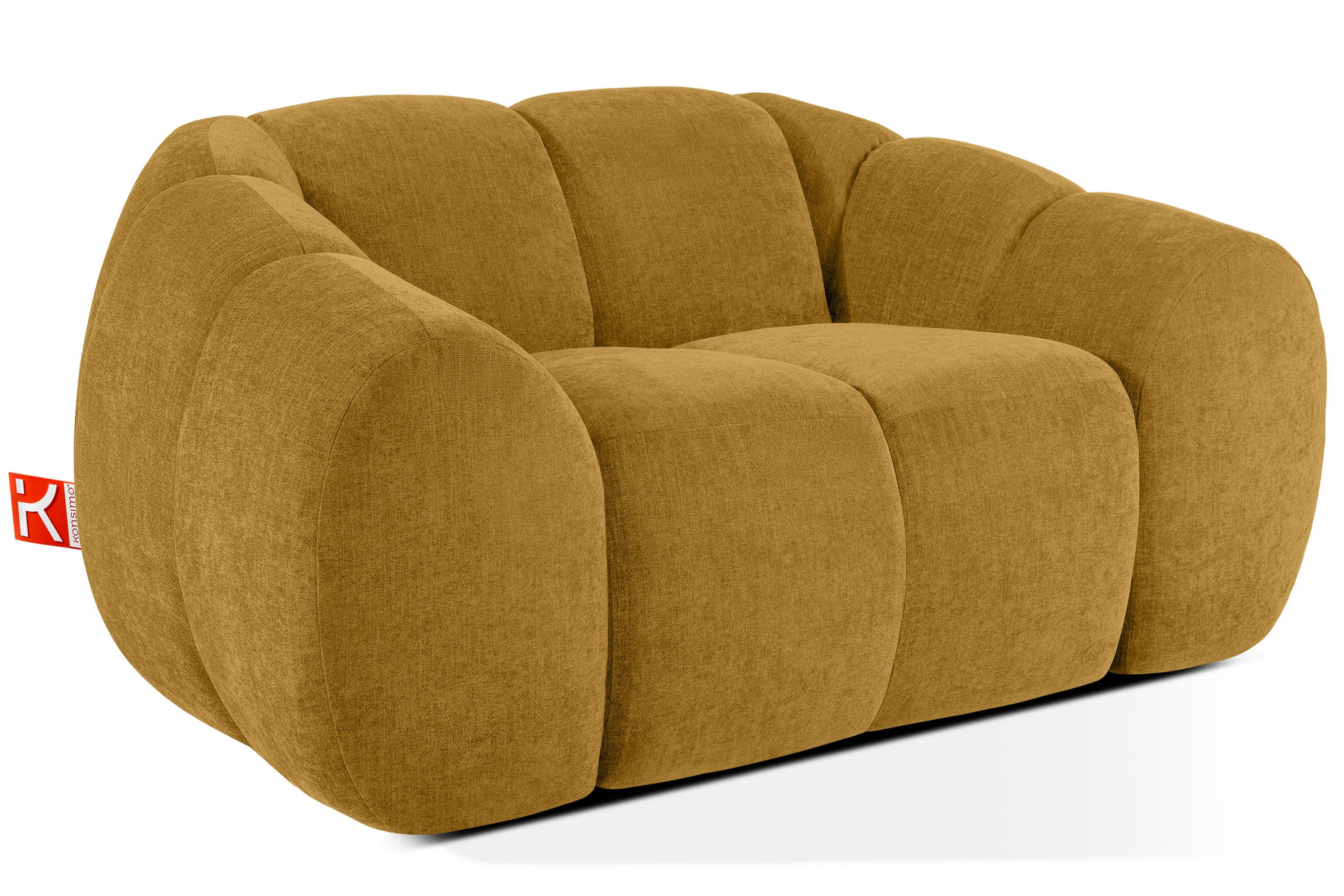 KONSIMO® Sessel FLAVA Einzelsessel, handgefertigt, Premiumqualität aus EU (Relaxsessel), mit Wellfedern, Retro-Modern, höchster Komfort