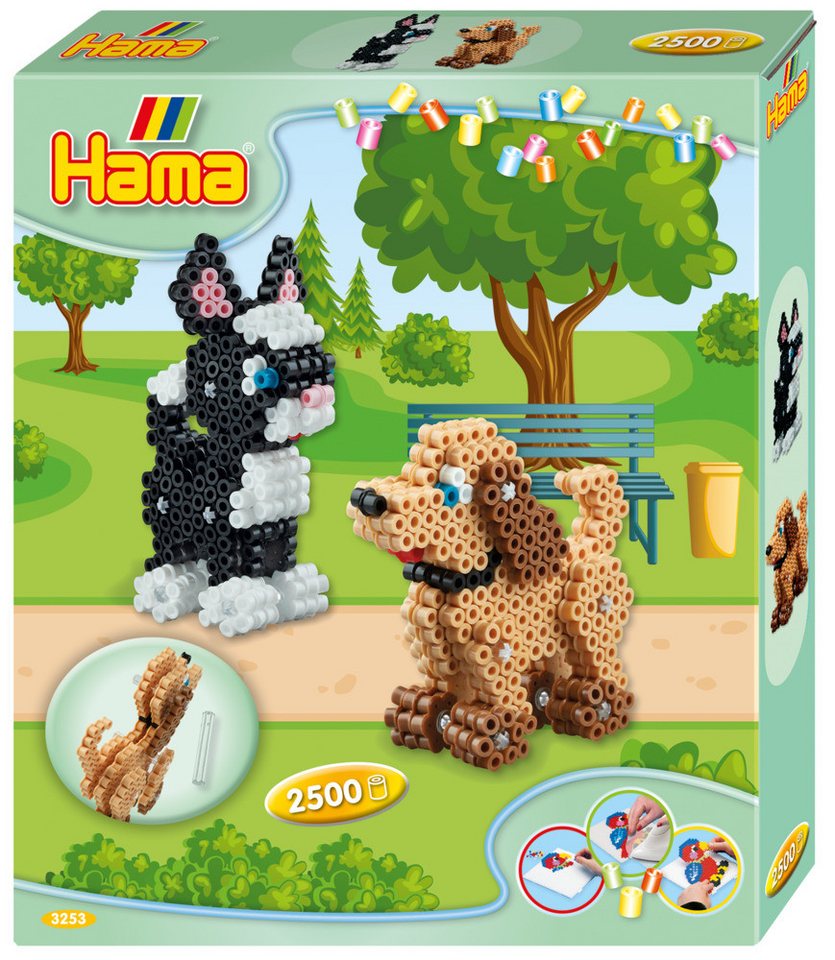 Thumbnail - Dan Import Bügelperlen Hama Bügelperlen 3D Hund und Katze 2500 Stück Geschenkpackung