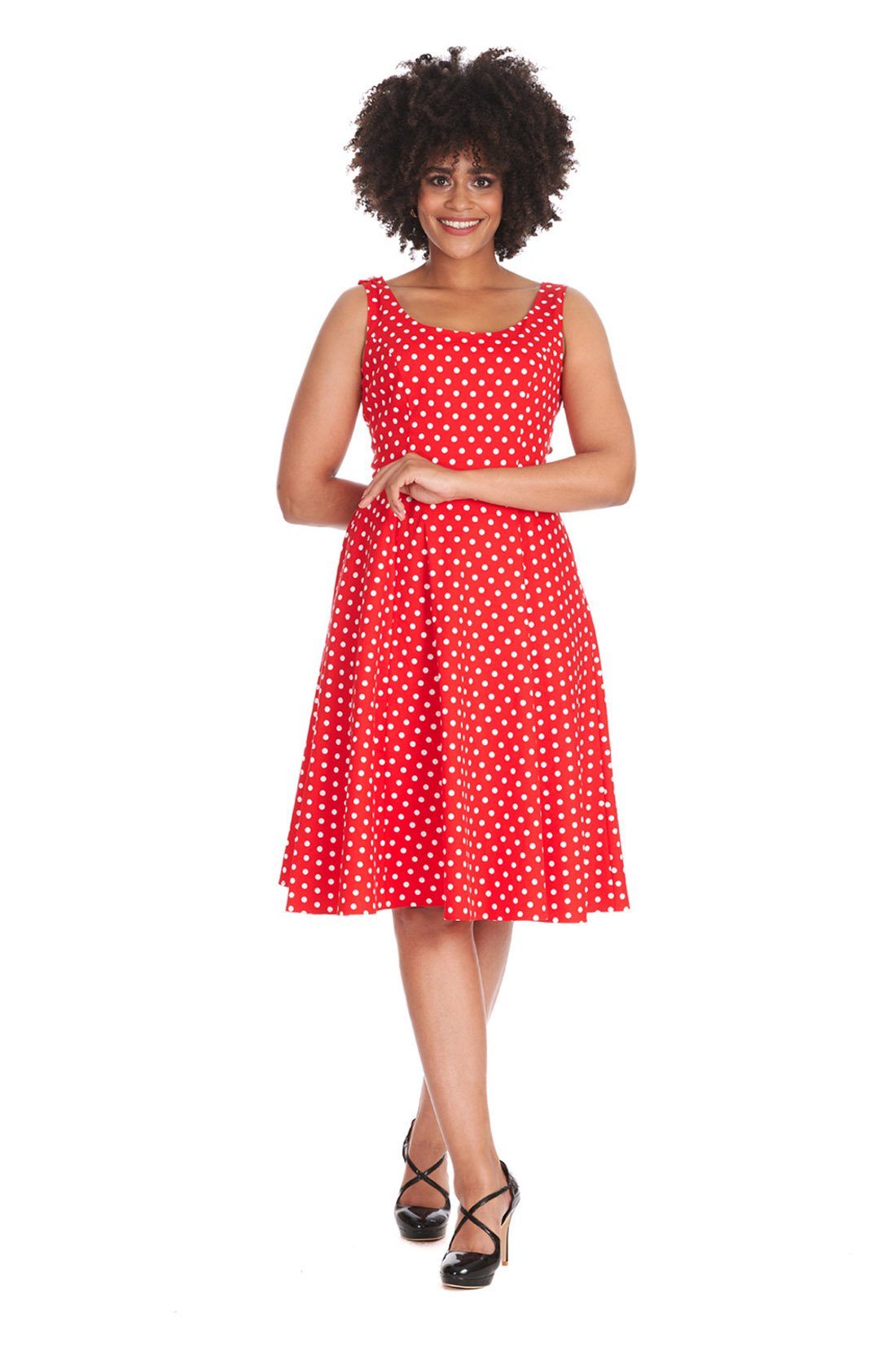 A-Linien-Kleid Retro Swingkleid Dot Days Rot