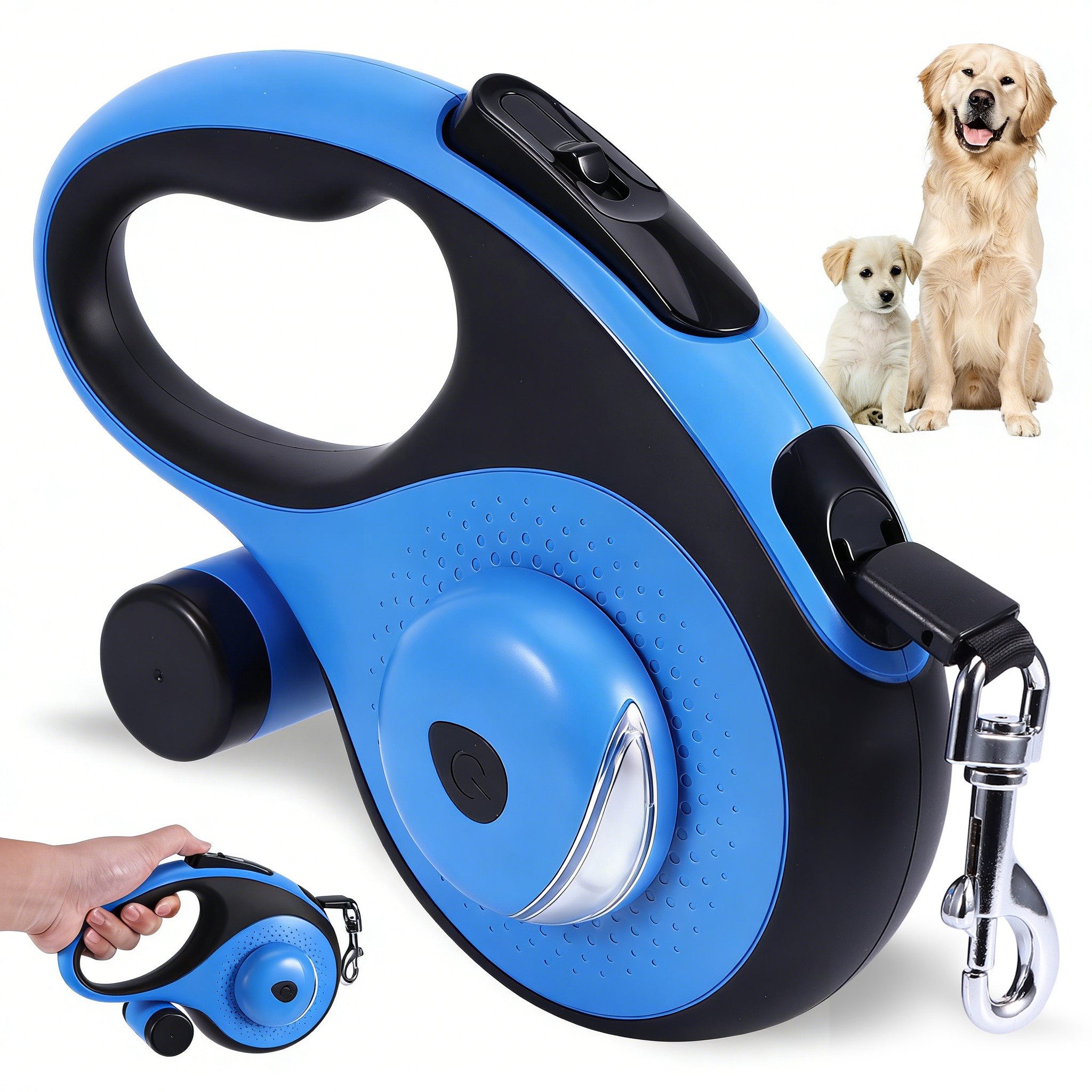 BlingBin Hundeleine Automatische Leine mit Kotbeutelhalterung, Führleine, Trainingsleine, ABS+TPE (1er Set, 1-tlg., 8 m lange Rollleine Hundeleine), für Training und Spaziergänge, für kleine, mittelgroße und große Hunde