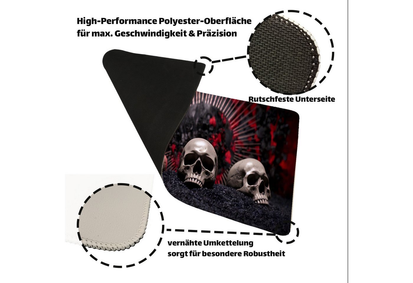 Thumbnail - speecheese Schreibtischunterlage Mysteriöse Totenkopf Schreibtischunterlage 69x31cm XXL Mauspad