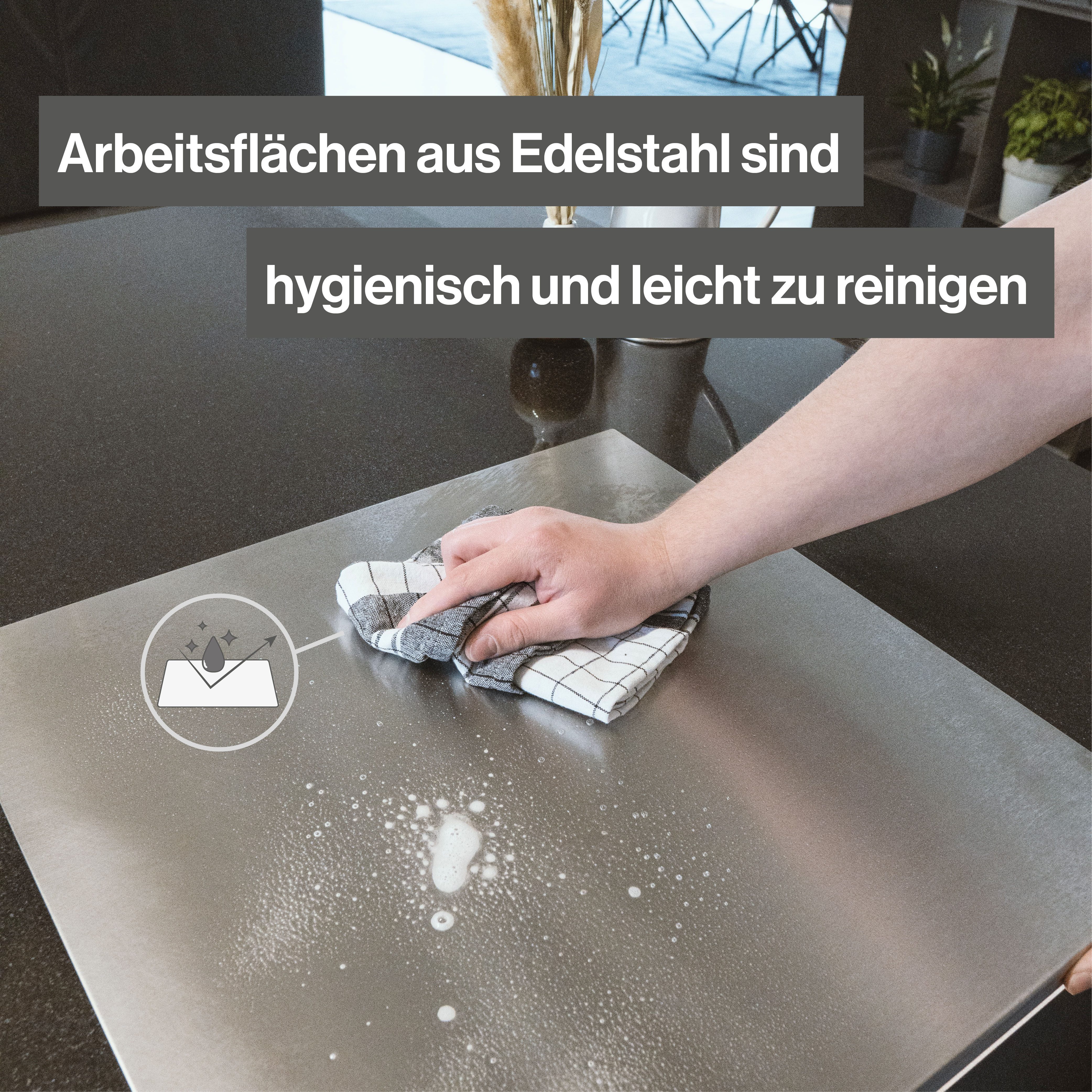 Feuerfest 123 GmbH Schneideunterlage Schneidebrett / Knetbrett aus Edelstahl - mit Anschlagkante, Für Kneten, Schneiden & Backen – 100 % Made in Germany – Bild 5 von 5