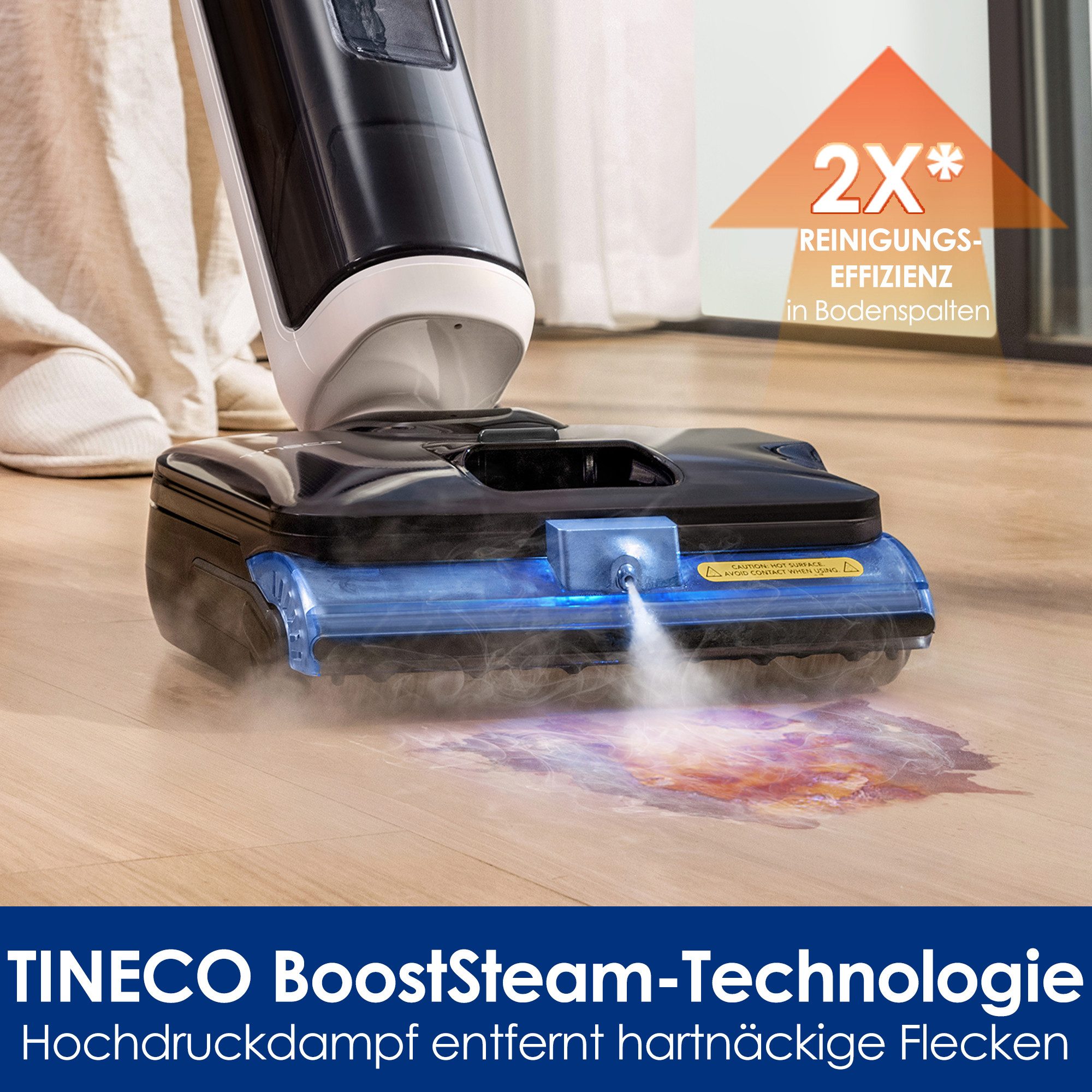 Tineco Nass-Trocken-Sauger FLOOR ONE S6 Stretch Steam Plus Dampfreiniger mit Hochdruck-Dampf, 1140 W, mit 160° Grad hygienischer Dampfreinigung, für Flecken und Tierhaare