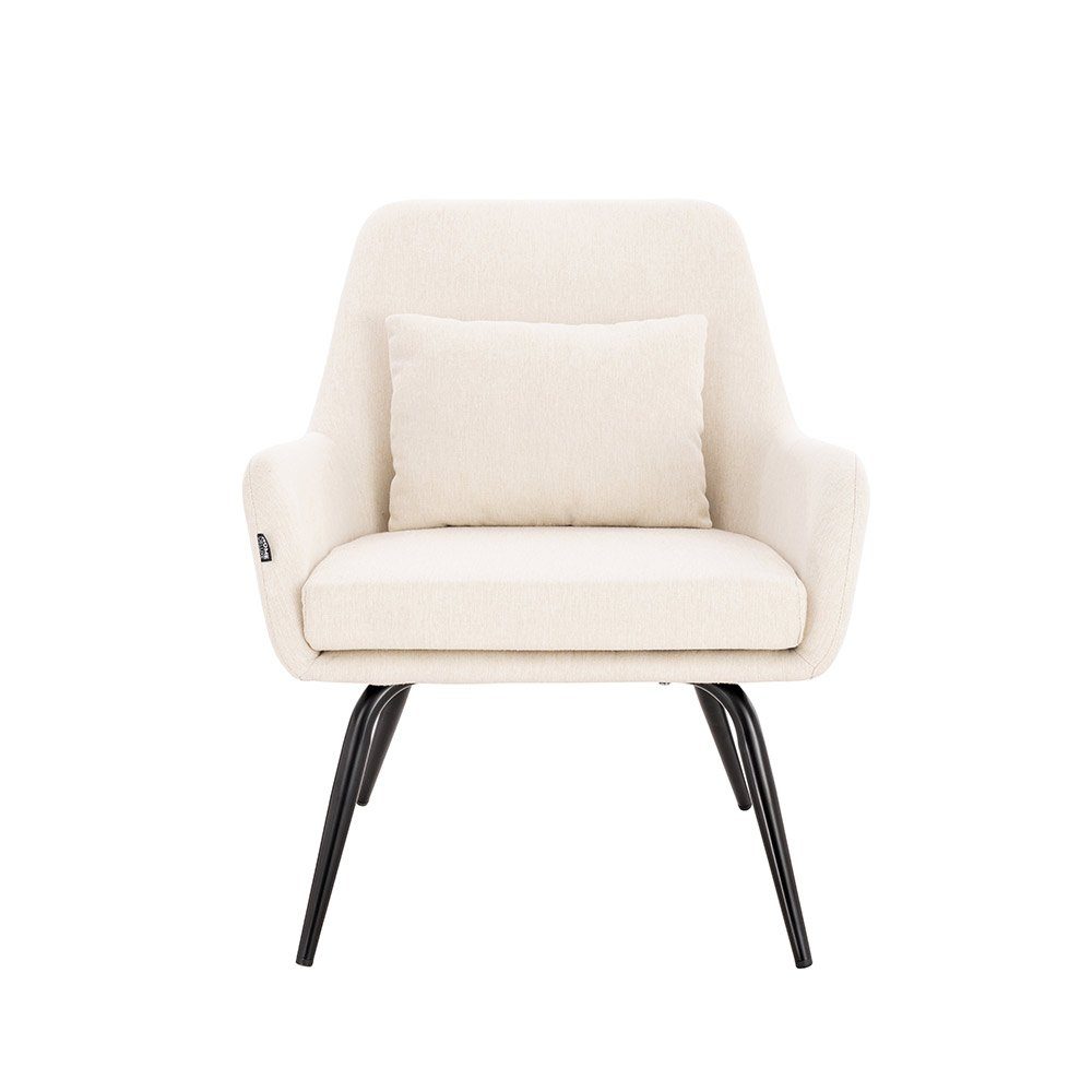 HOME DELUXE Loungesessel Sessel ORION Beige 79 x 67 x 74 cm, Mit Metallbeinen & Armlehnen, Polstersessel, Armlehnenstuhl