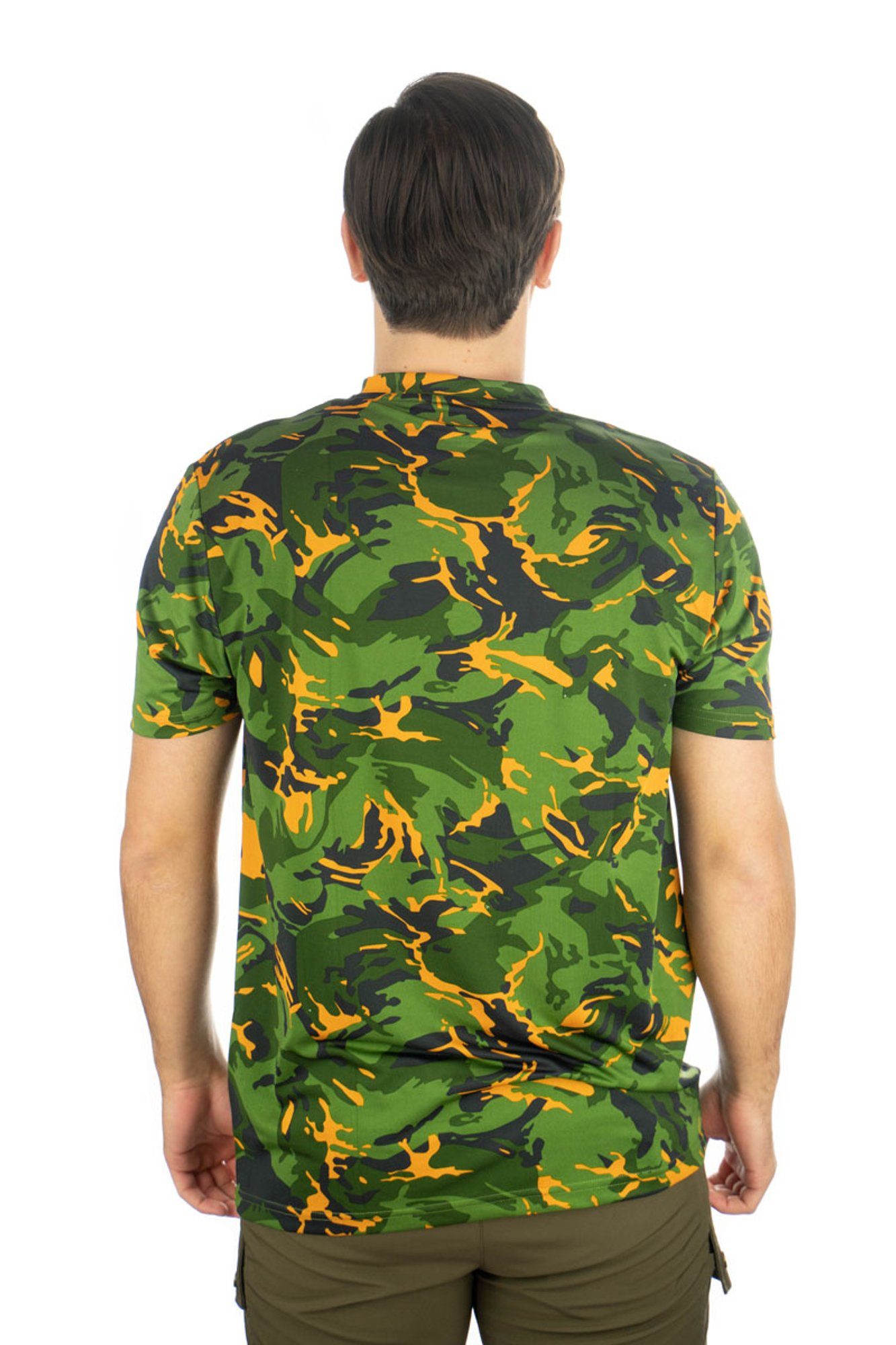 mit Kurzarmshirt Collins Allover-Camouflage-Druck T-Shirt Tom orange Okewa