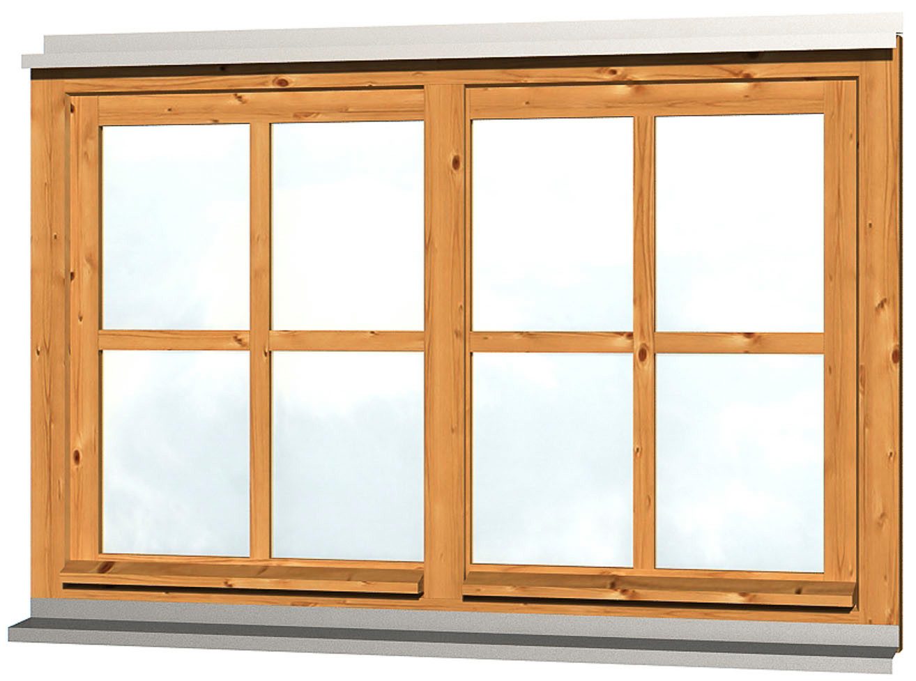 Skanholz Fenster Doppelfenster, für Carports, 132,4 x 82,1 cm
