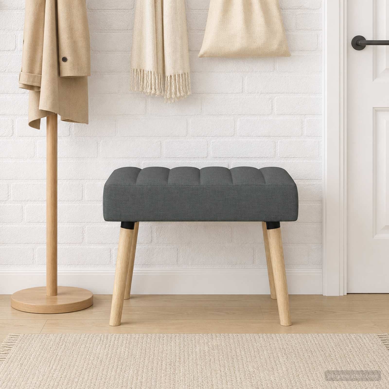 vidaXL Sitzbank Kanalgepolsterte Bank Dunkelgrau 60 x 40 x 45 cm Stoff (1-St)