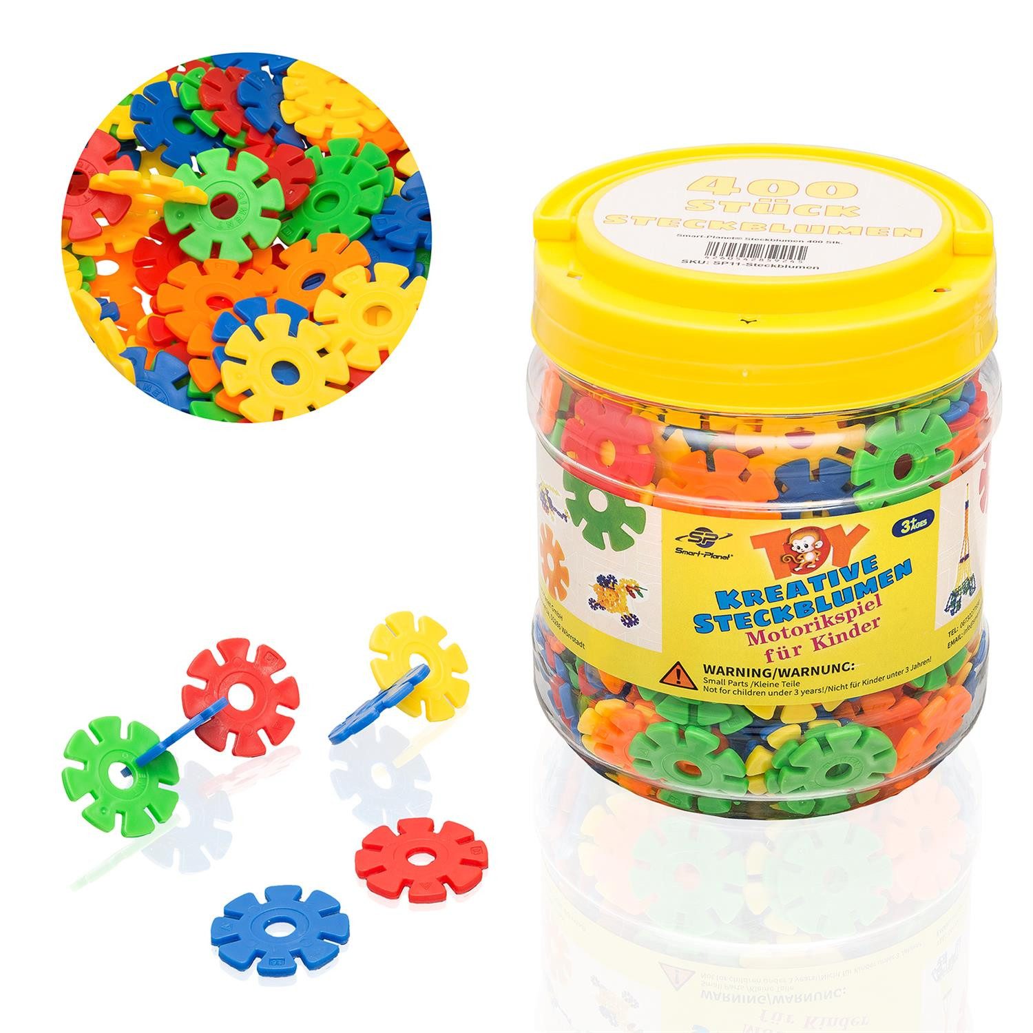 Smart-Planet Steckspielzeug Steckspielzeug 400 Steckblumen zum Stecken 3,3 cm Kinder Lernspielzeug, (400-tlg)