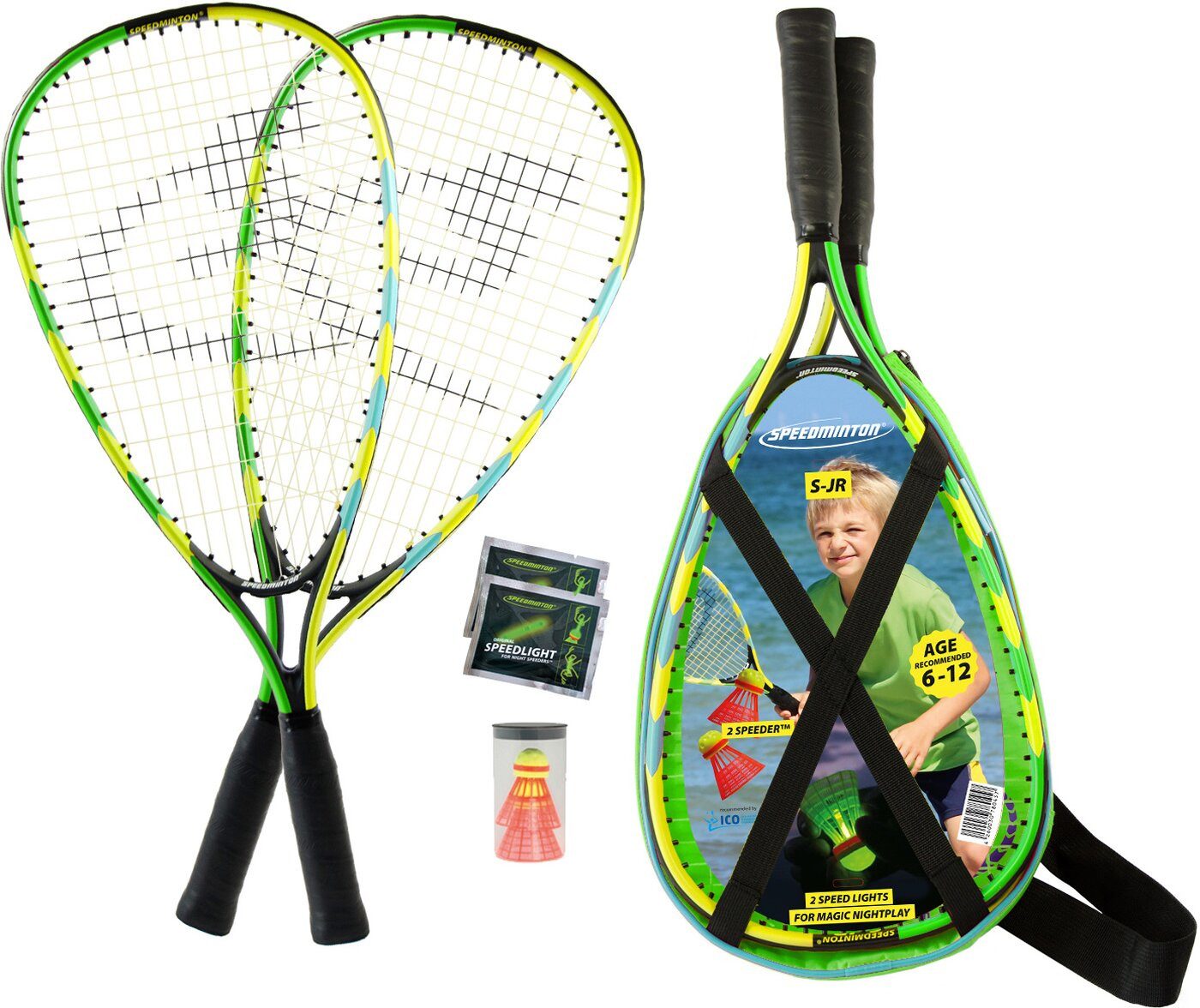 Speedminton Speed-Badmintonschläger Speedminton® Set S-JR (blau/grün/ge