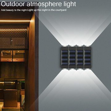 BlingBin LED Solarleuchte 4pcs Wandleuchte Zaunleuchte Garten Up & Down Lampe Außenlampe, Außenlampe, LED fest integriert, warmes Licht, IP65 Wasserdicht Solar Wandleuchten Dekorative für Hauswand Flur