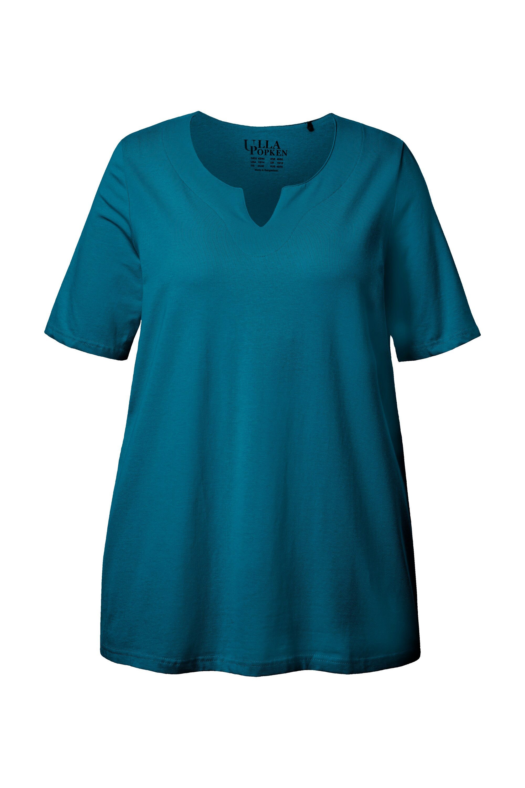 Ulla Popken T-Shirt T-Shirt A-Linie Tunika-Ausschnitt Halbarm günstig online kaufen