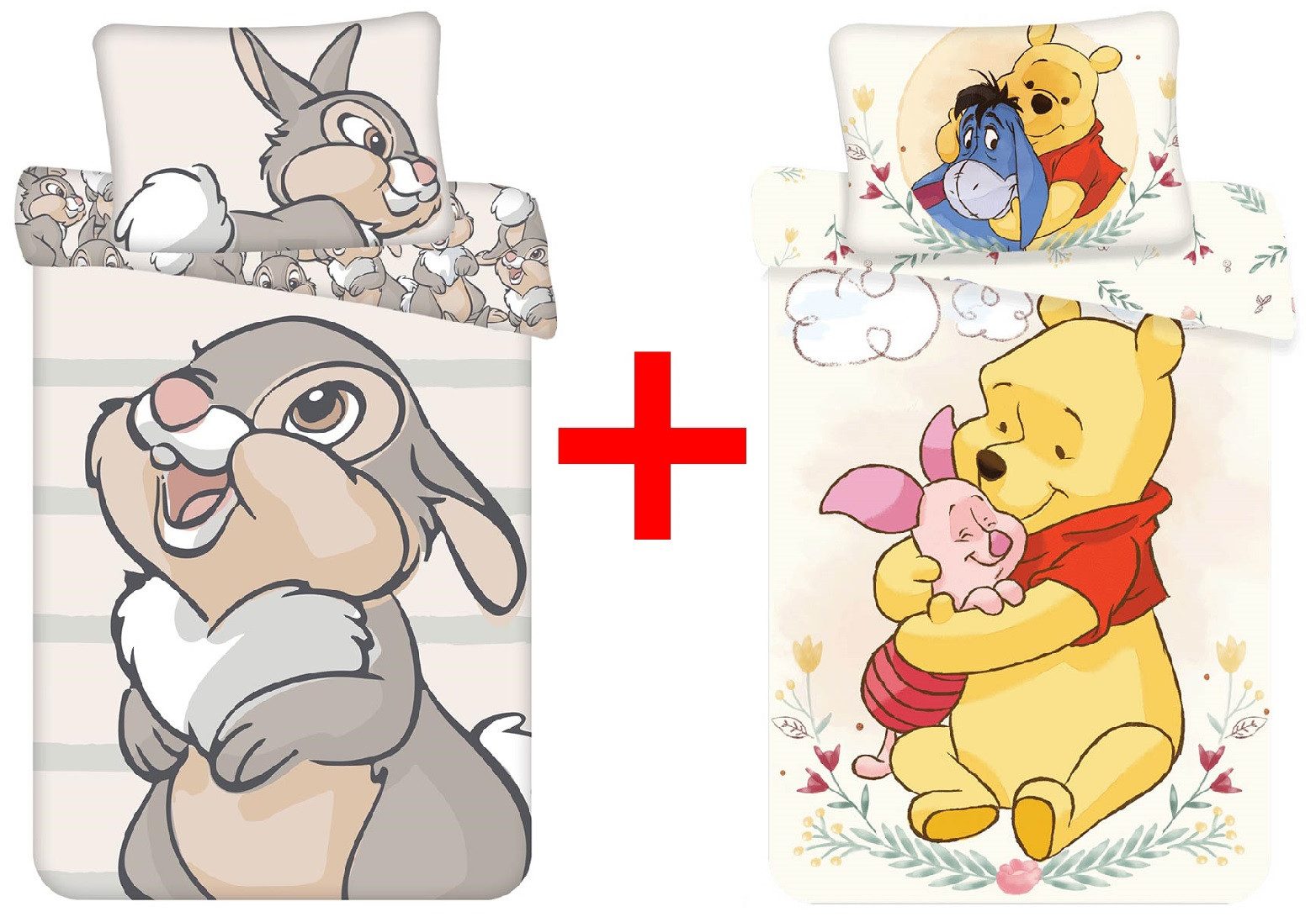 Disney Kinderbettwäsche Disney Bambi + Winnie Puuh Babybettwäsche 100x135cm günstig online kaufen