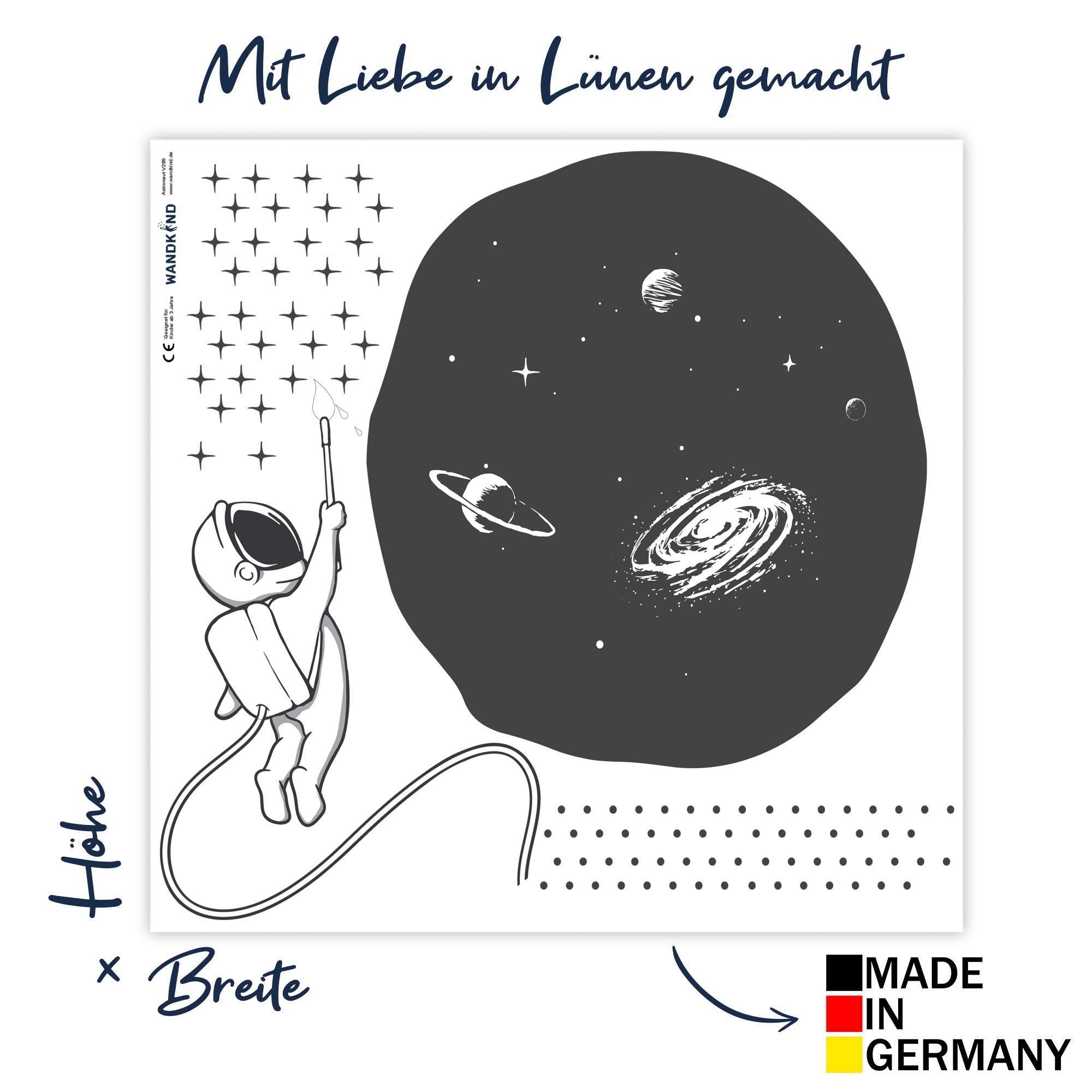 WANDKIND Wandtattoo Astronaut Künstler V309 Milchstraße, Rückstandslos Abziehbar
