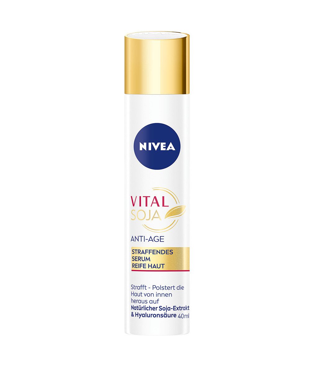 Nivea Gesichtsserum VITAL Soja Anti-Age Straffendes Serum regenerierend Sojaextrakt 40ml, 1-tlg., Vital Soja Anti-Age Straffendes Serum
