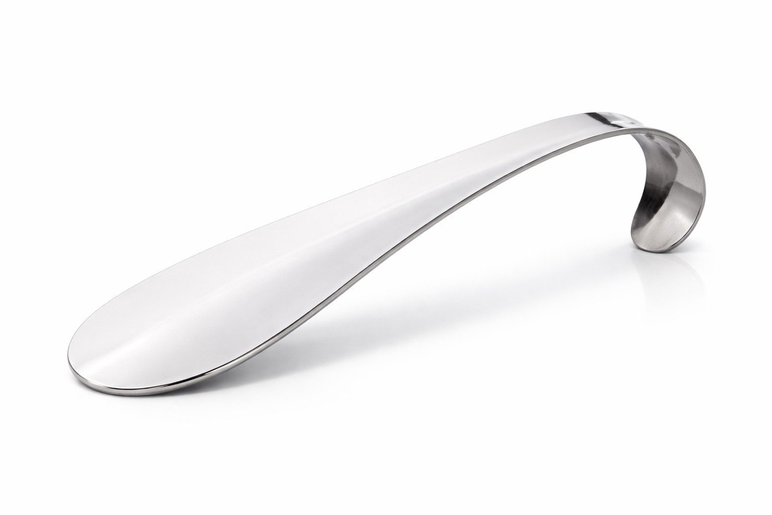 TelMo Schuhlöffel Metall Schuhanzieher 15cm, verchromt, Lochung + Haken (Einzeln)