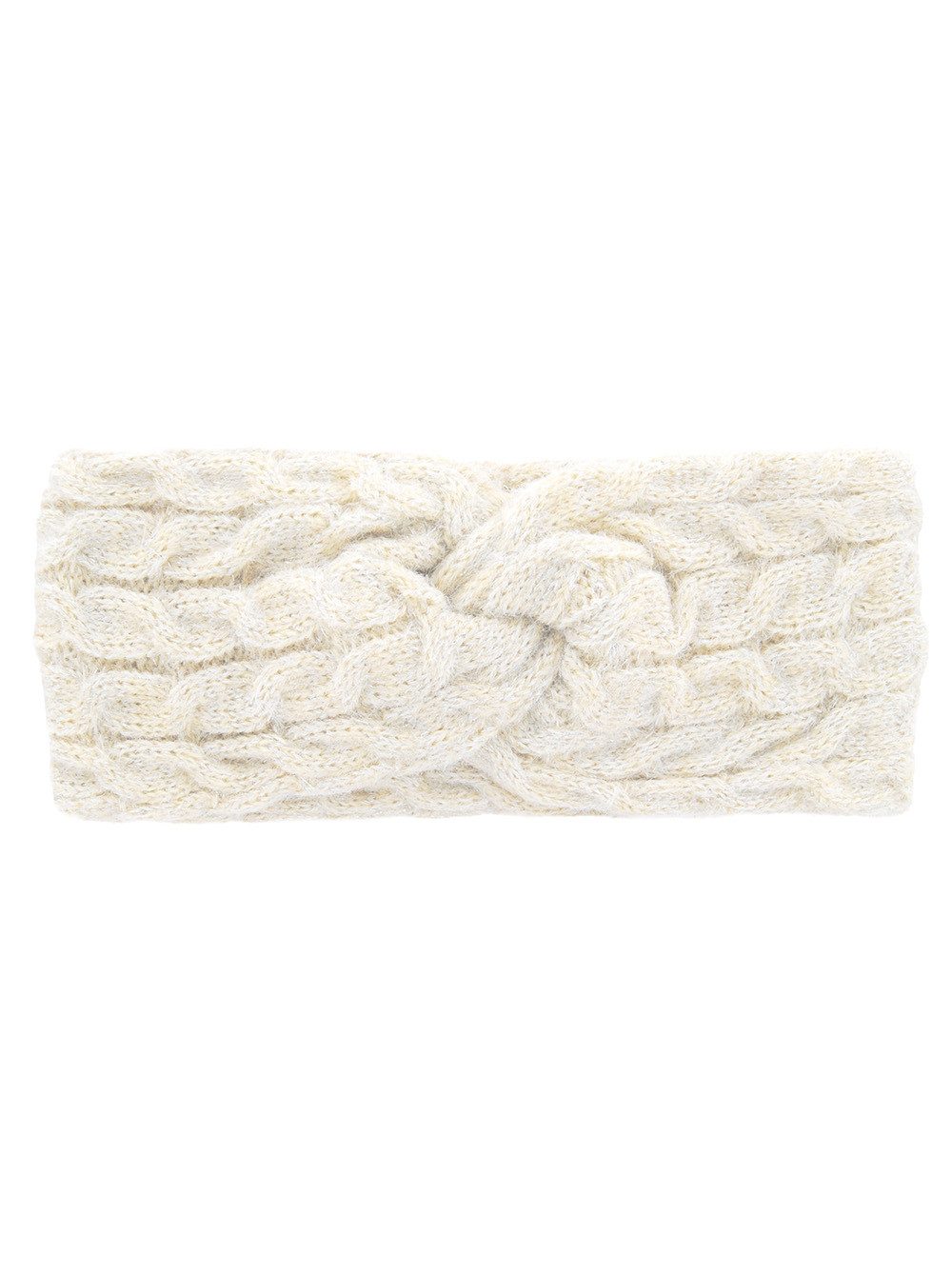 axy Haarband Damen Strickstirnband mit Zopfmuster, Silberfäden & Twist-Knoten, Strick Winter Stirnband Hairband