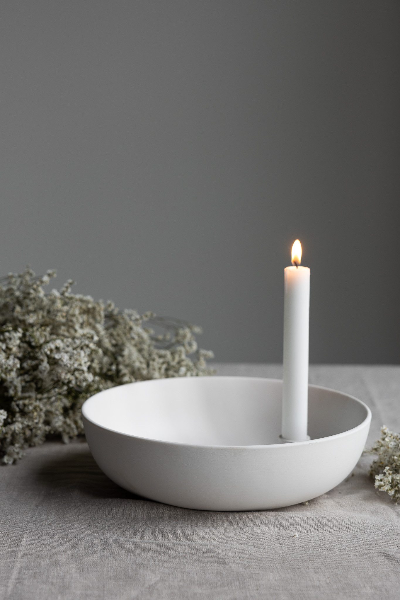 Storefactory Scandinavia Kerzenständer Kerzenhalter LIDATORP XL weiß, Ø 26x7 cm