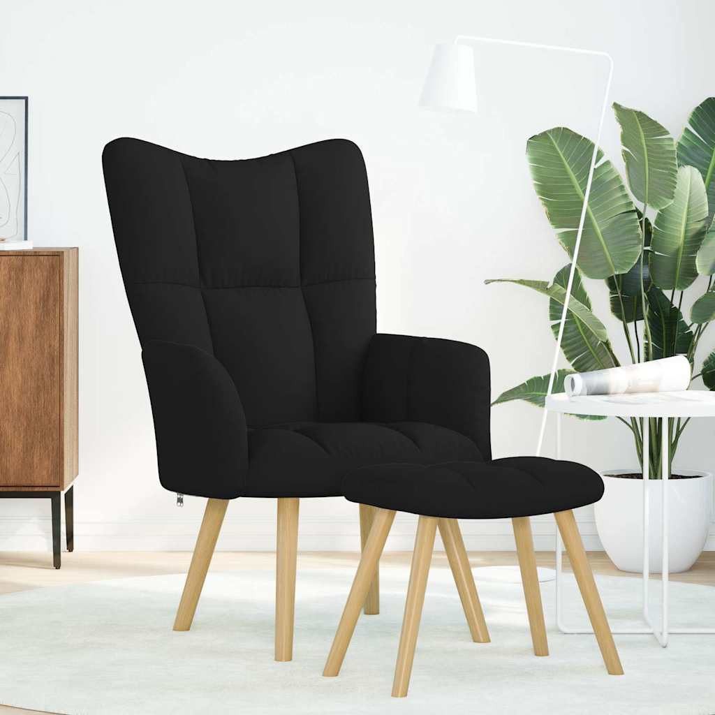 vidaXL Sessel Relaxsessel mit Hocker Schwarz Stoff (1-St) günstig online kaufen