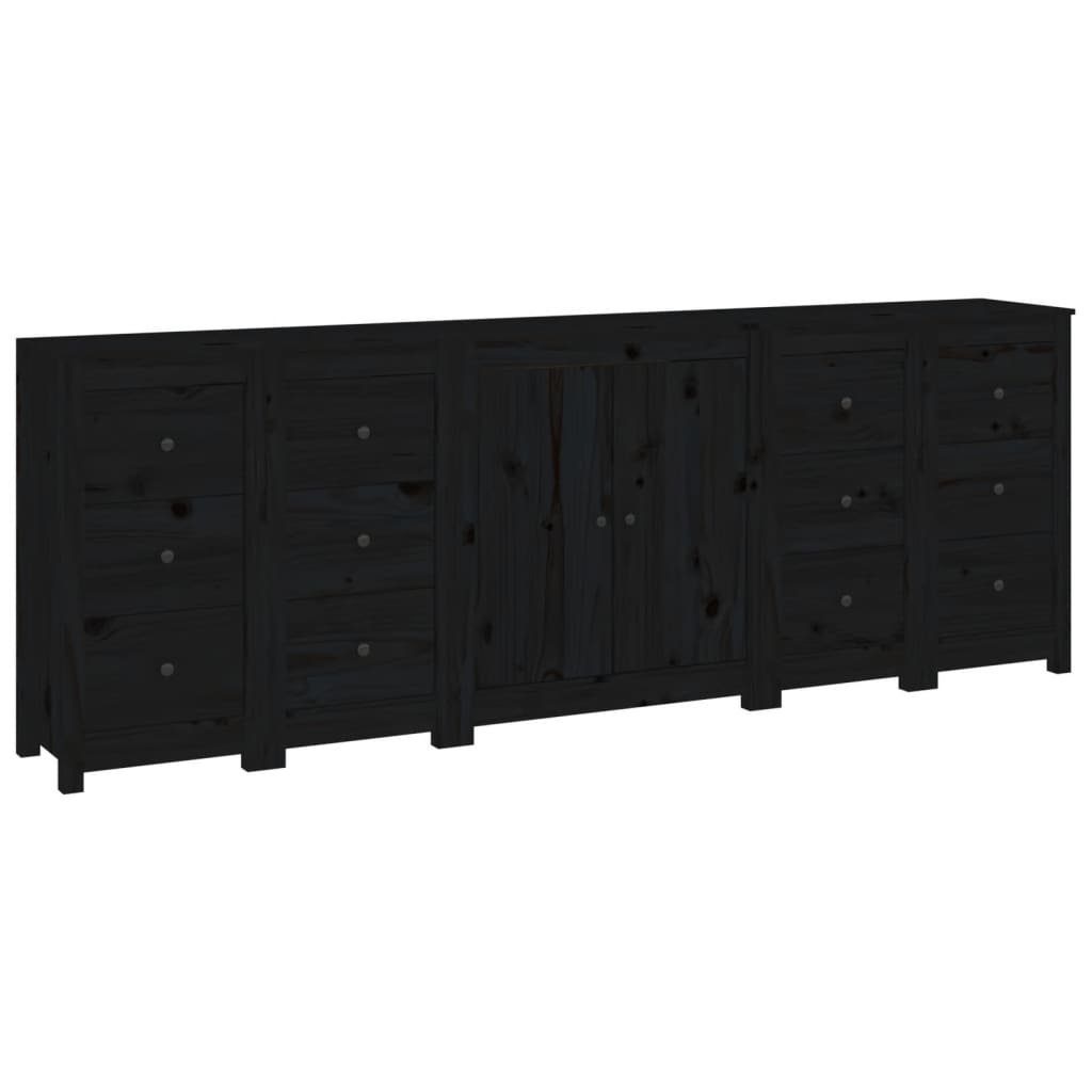 vidaXL Sideboard Sideboard Schwarz 230x35x80 cm Massivholz Kiefer (1 St)