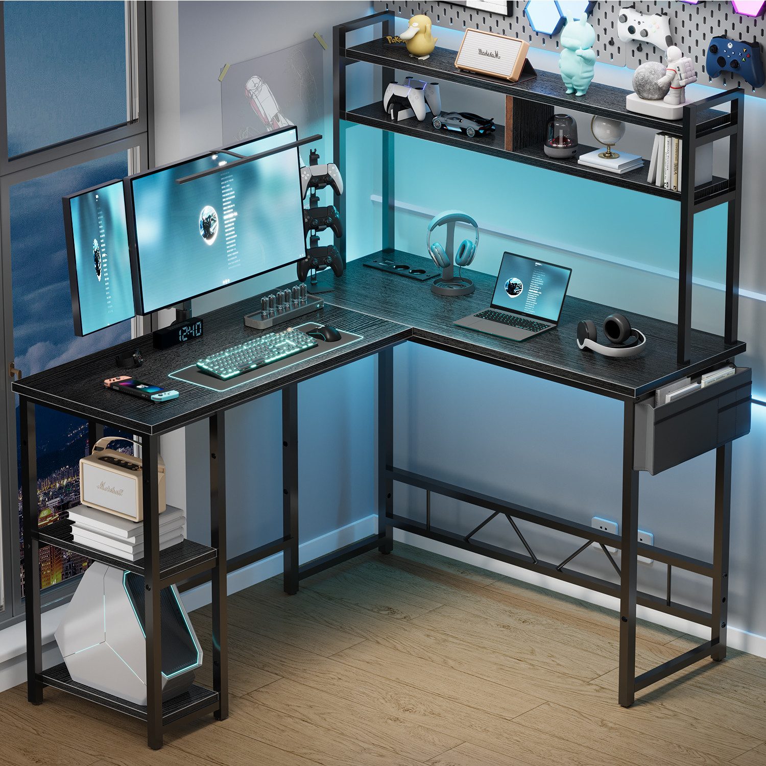 HOMALL Gamingtisch Schreibtisch mit LED und USB L-förmiger Ecktisch 160 * 1 günstig online kaufen