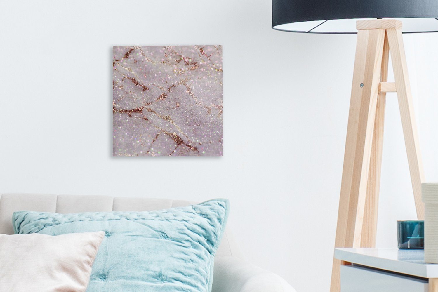 Bilder - bunt Wohnzimmer Lila für Leinwandbild Glitter, - OneMillionCanvasses® St), Marmor (1 Schlafzimmer Leinwand