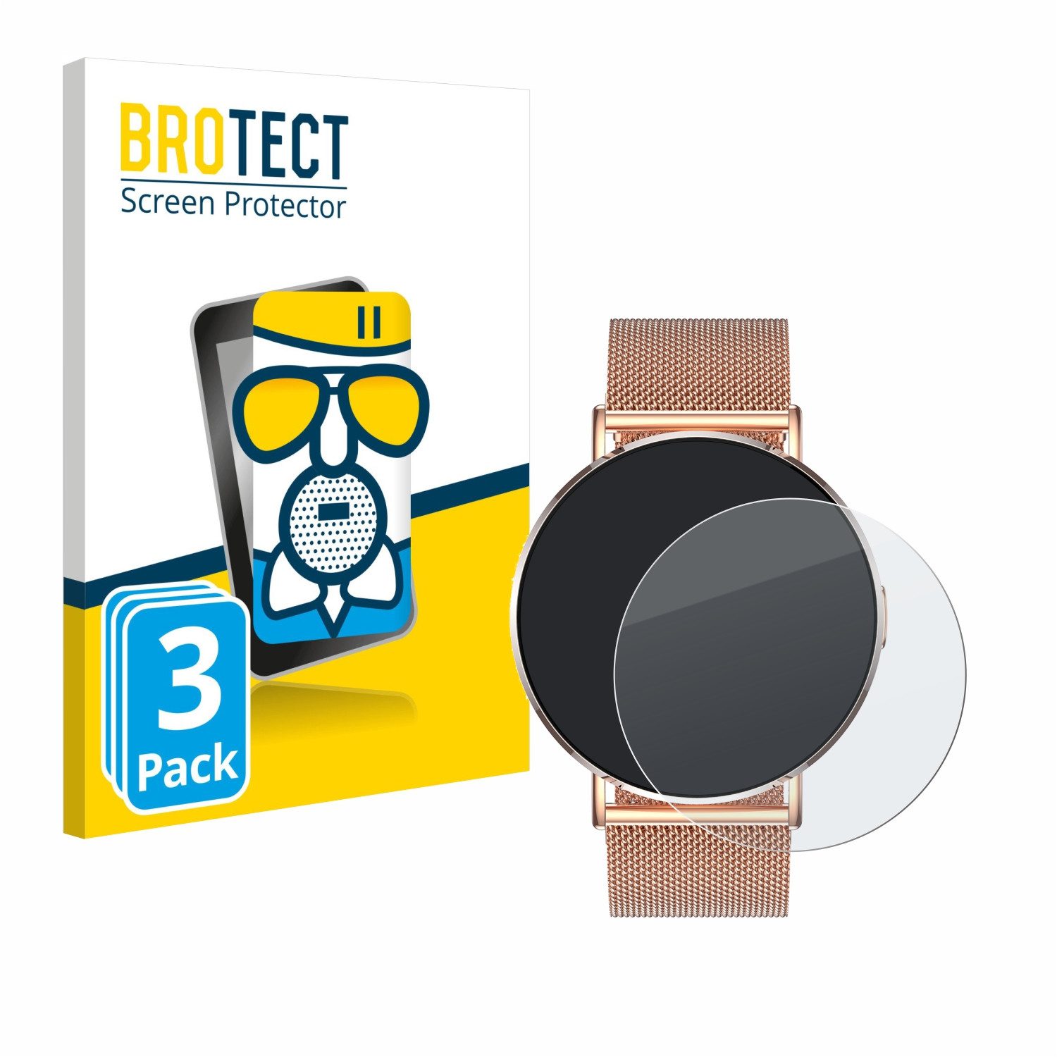 BROTECT Displayschutzglas Folie für Levowatch Eve 1.3", 3 Stück, Schutzfolie Glas Panzer Display Schutz matt