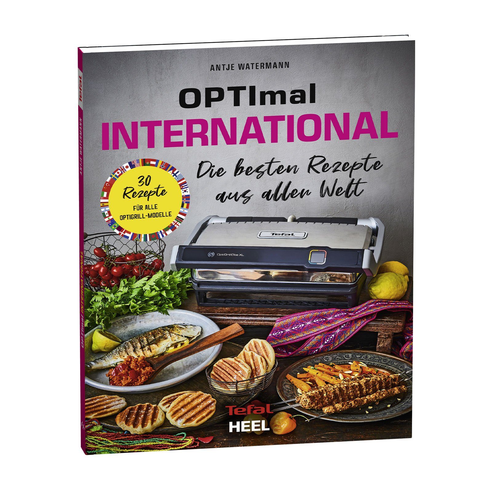 Tefal Kontaktgrill GC7228, Optigrill XL, 9 vorprogrammierte Grillprogramme, Rezeptbuch