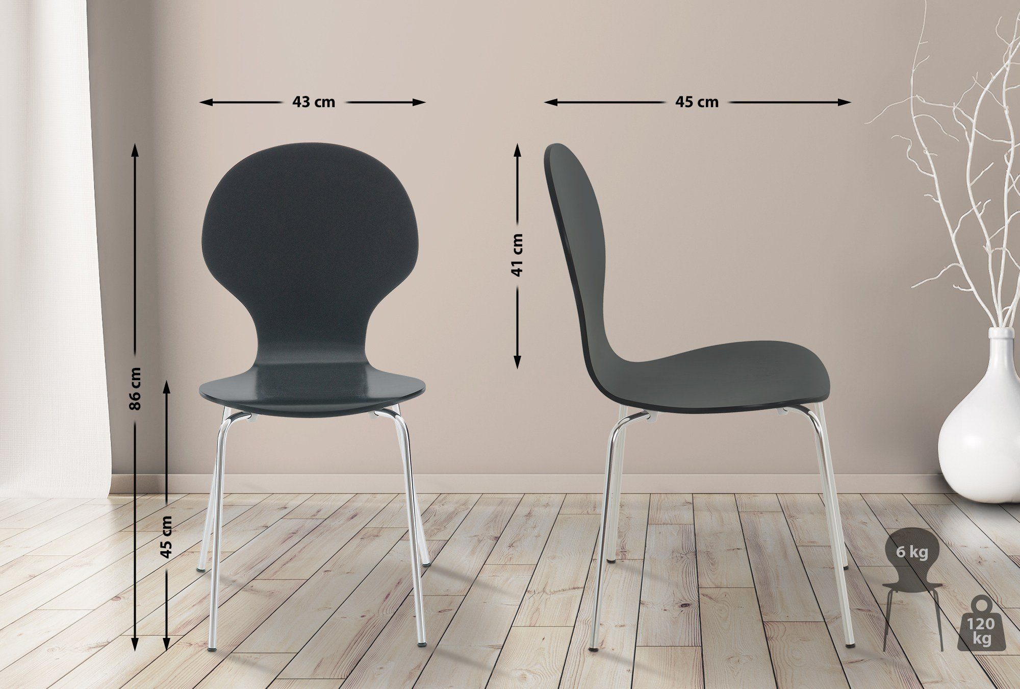 CLP Besucherstuhl Diego (4er Set), stapelbar günstig online kaufen