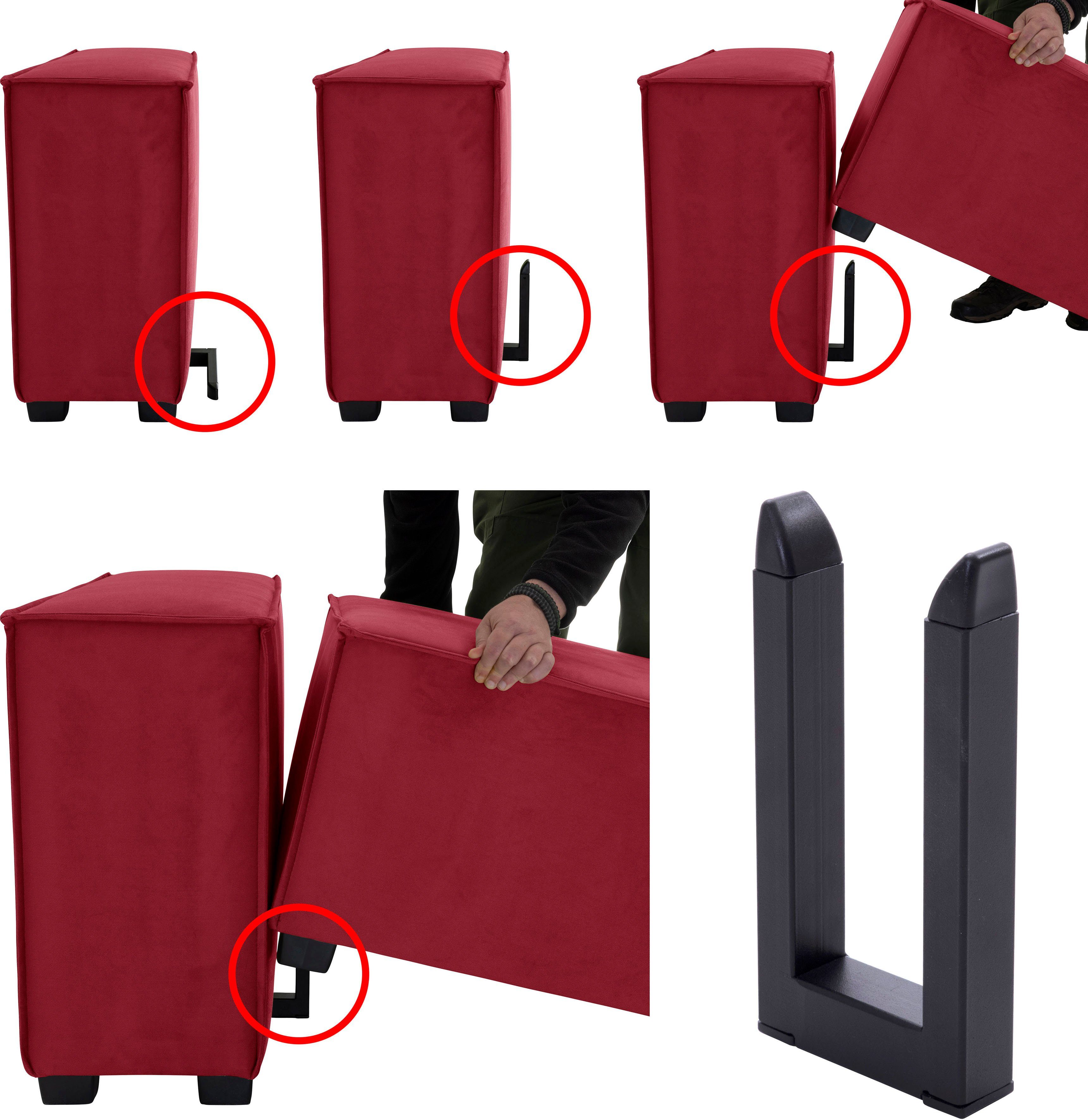 07 Winzer® inklusive Max Sofa-Set aus MOVE, 2 Sitz-Elementen, Wohnlandschaft kombinierbar Zierkissen, Set, 5 rot