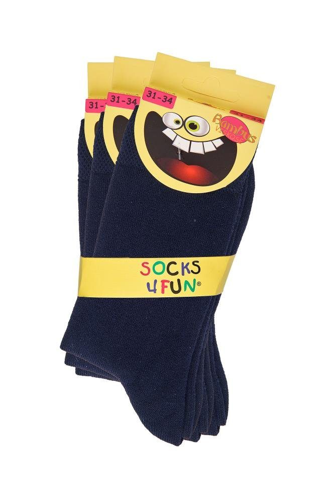 Paar Marine für Bambus Kinder Socken TippTexx 24 handgekettelt Socken, Mädchen/Jungen 6