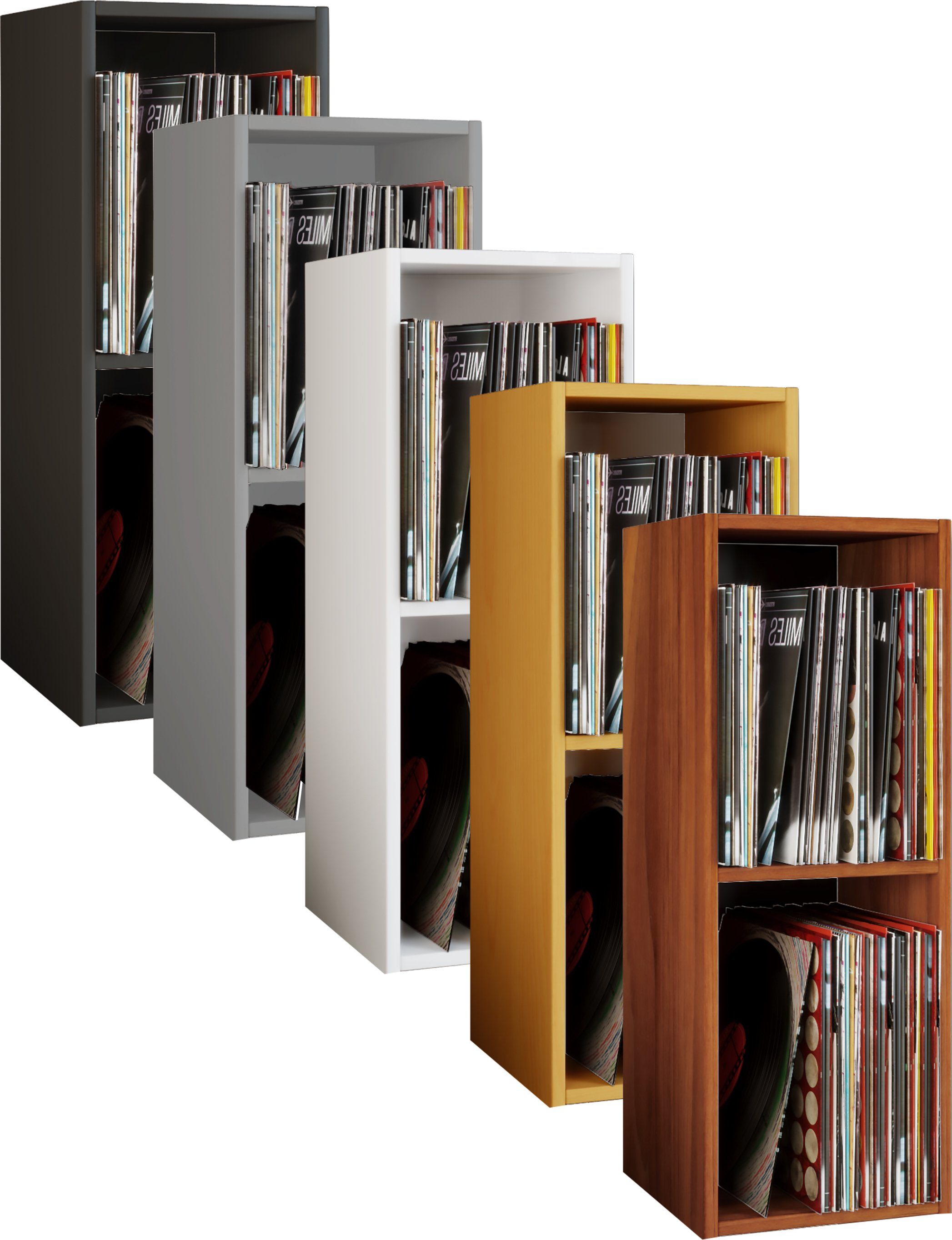 VCM CD-Regal Holz Schallplatten LP Stand Regal Platto 2fach, 1-tlg. Weiß