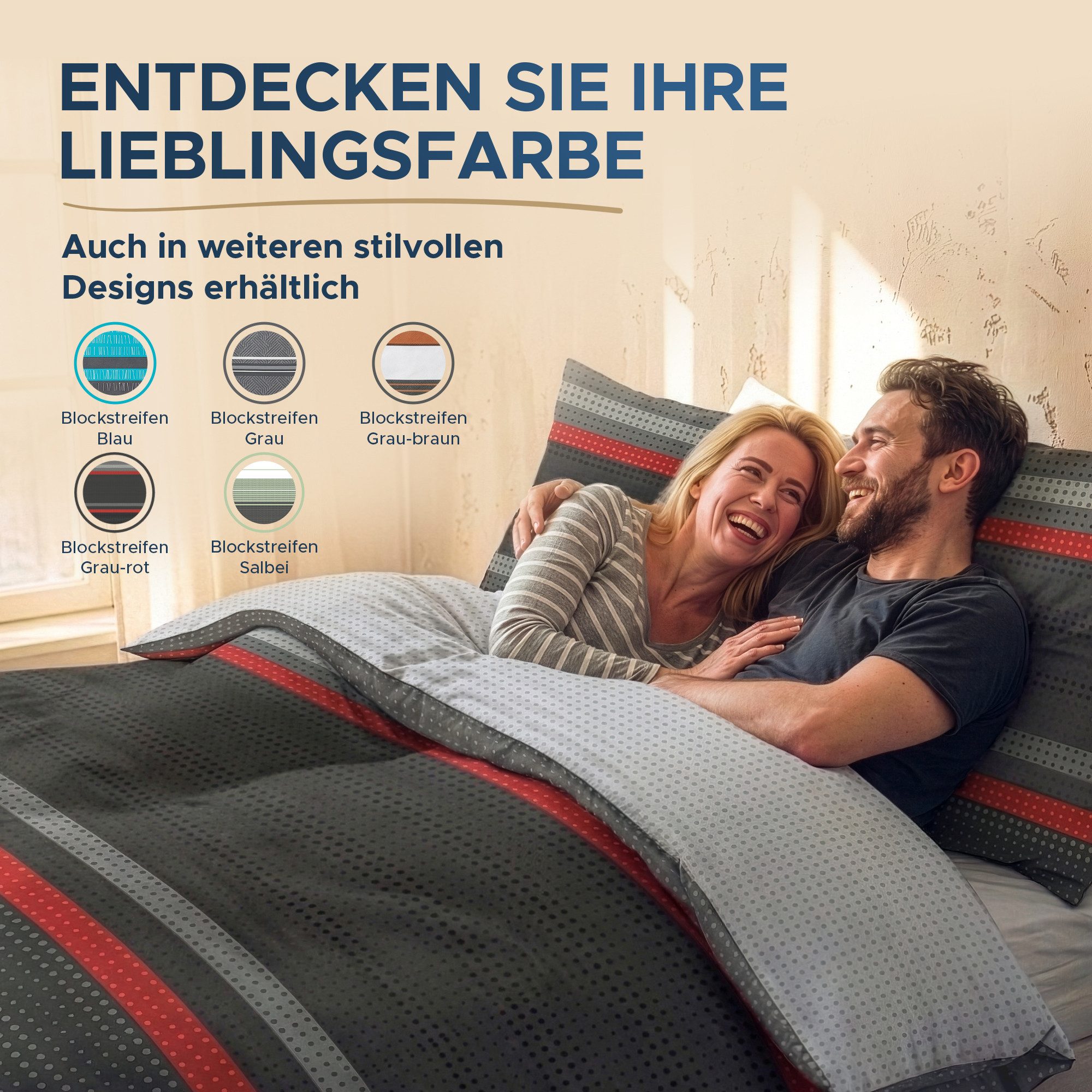 Malika Bettwäsche 135x200 + 80x80 cm atmungsaktiver Baummwoll Renforce Bettbezug, Renforce Baumwolle, 2 teilig, Für Allergiker geeignet, pflegeleicht, angenehm weicher Stoff