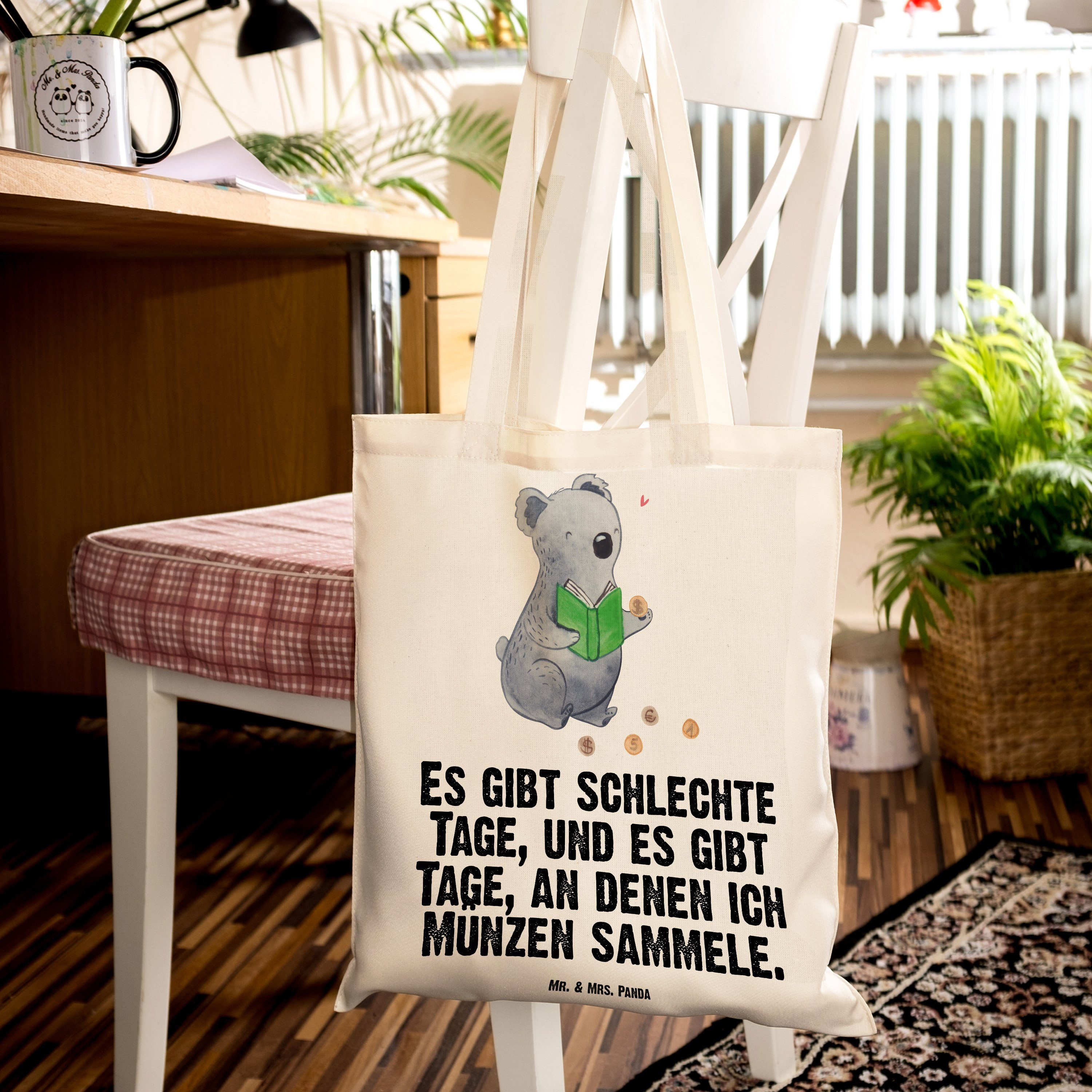 Mr. & Münzen Panda G Koala Tragetasche Geschenk, - Transparent Einkaufstasche, - (1-tlg) Mrs. sammeln Tage