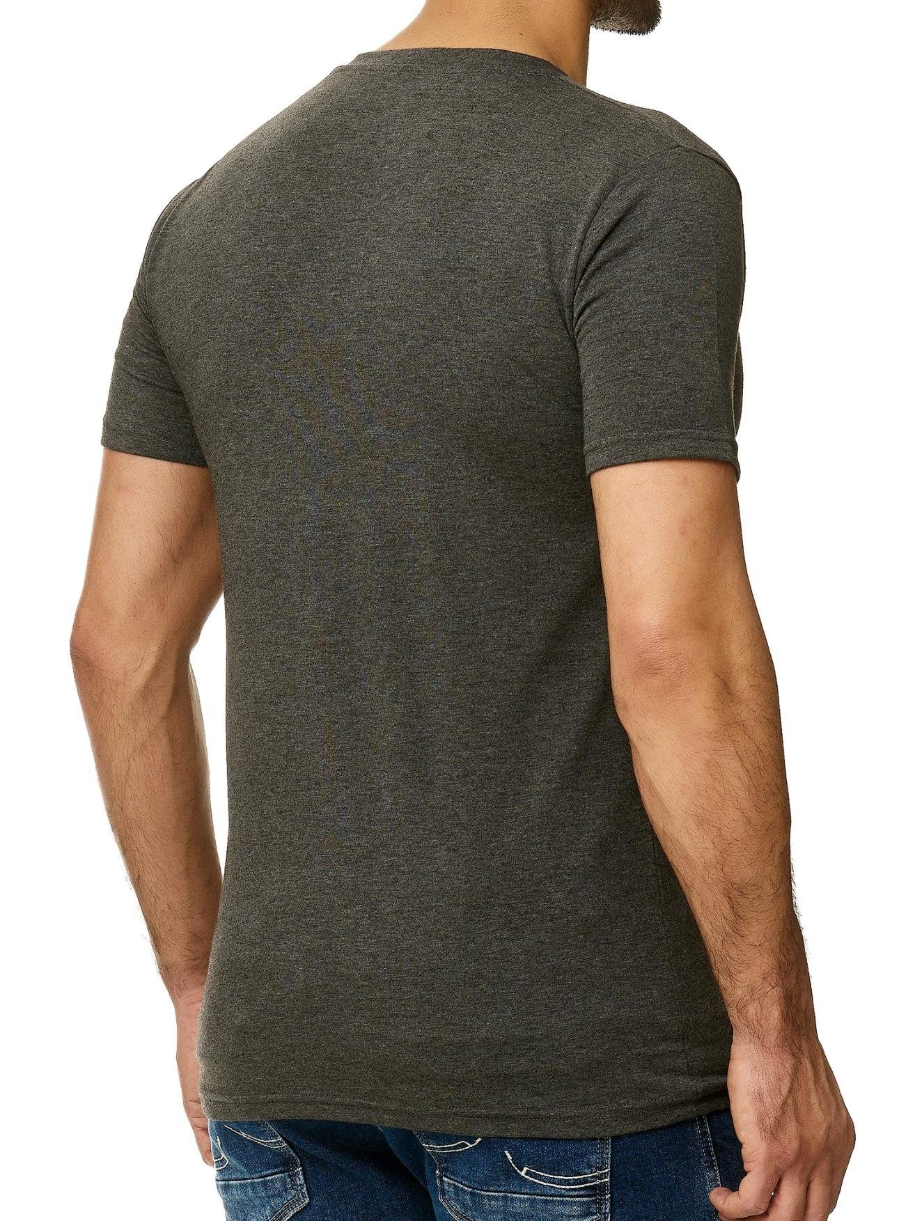 Polo 1308C T-Shirt (Shirt Casual OneRedox Freizeit 1-tlg) Kurzarmshirt Fitness Tee, Antrazit