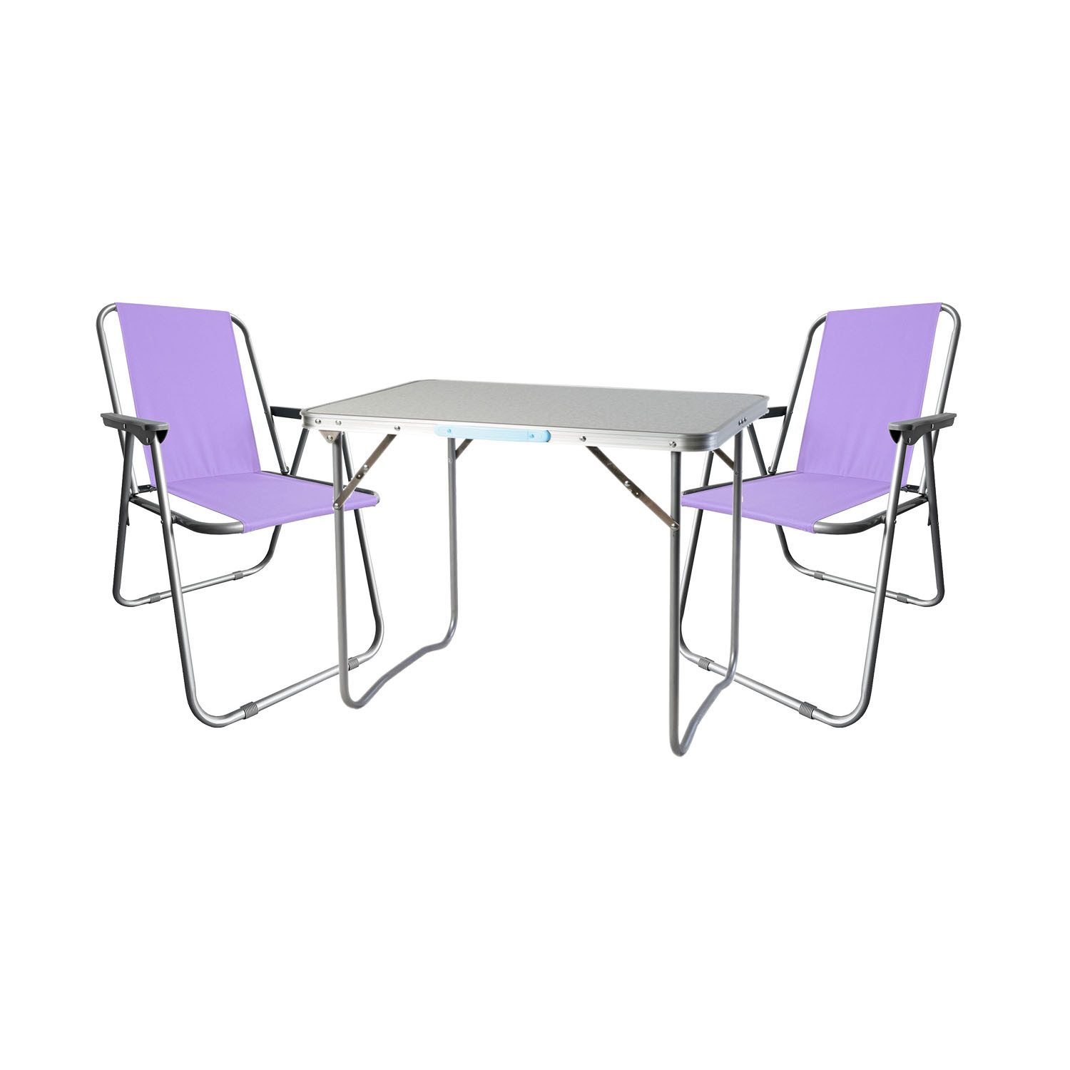 Mojawo Essgruppe 3tlg Campingmöbel Set Outdoormöbel Camping Alu L70xB50xH59cm Lila